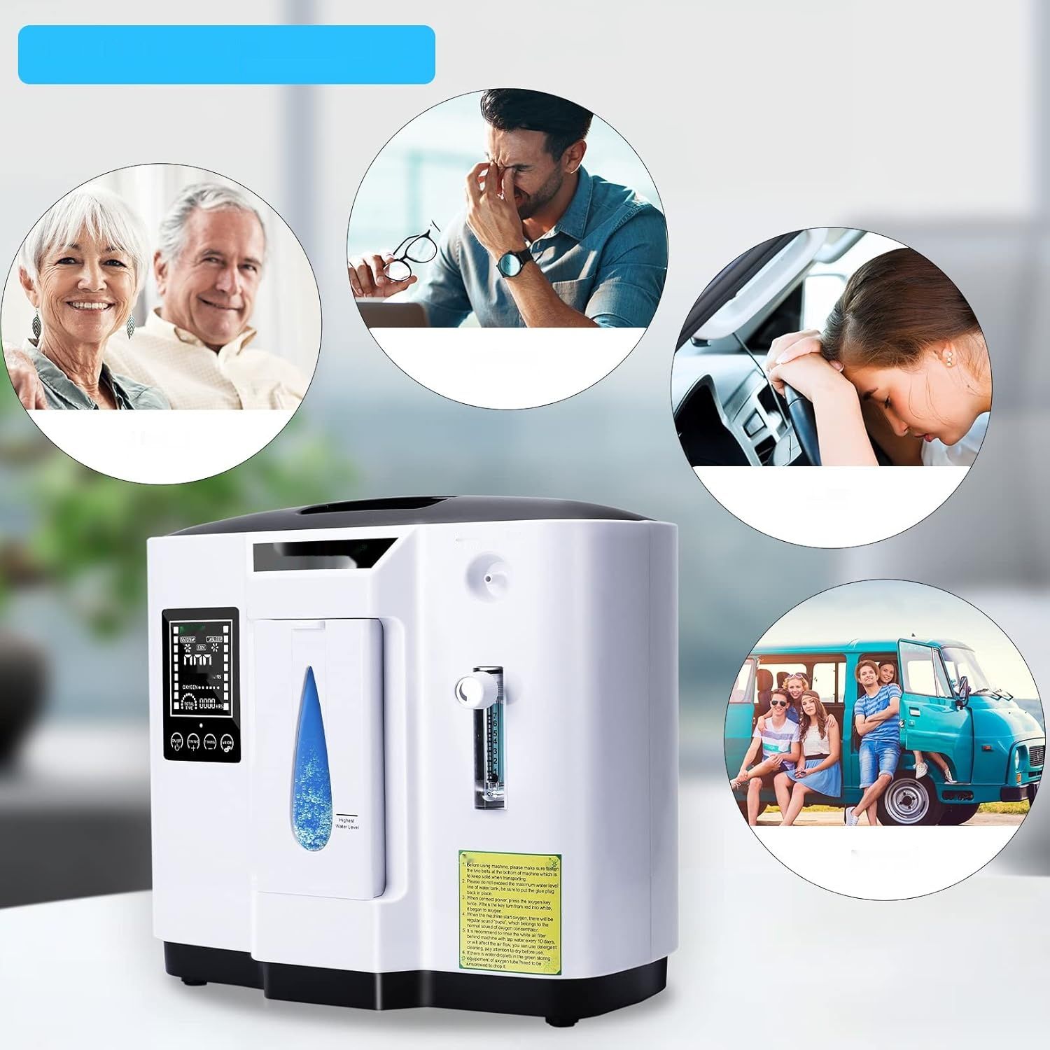 DEDAKJ Koncentrator Tlenu DE-1A 1-7 L/min, 30%-90%, z pilotem.