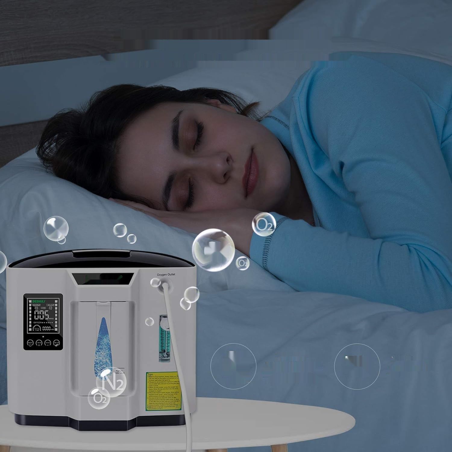 DEDAKJ Koncentrator Tlenu DE-1A 1-7 L/min, 30%-90%, z pilotem.