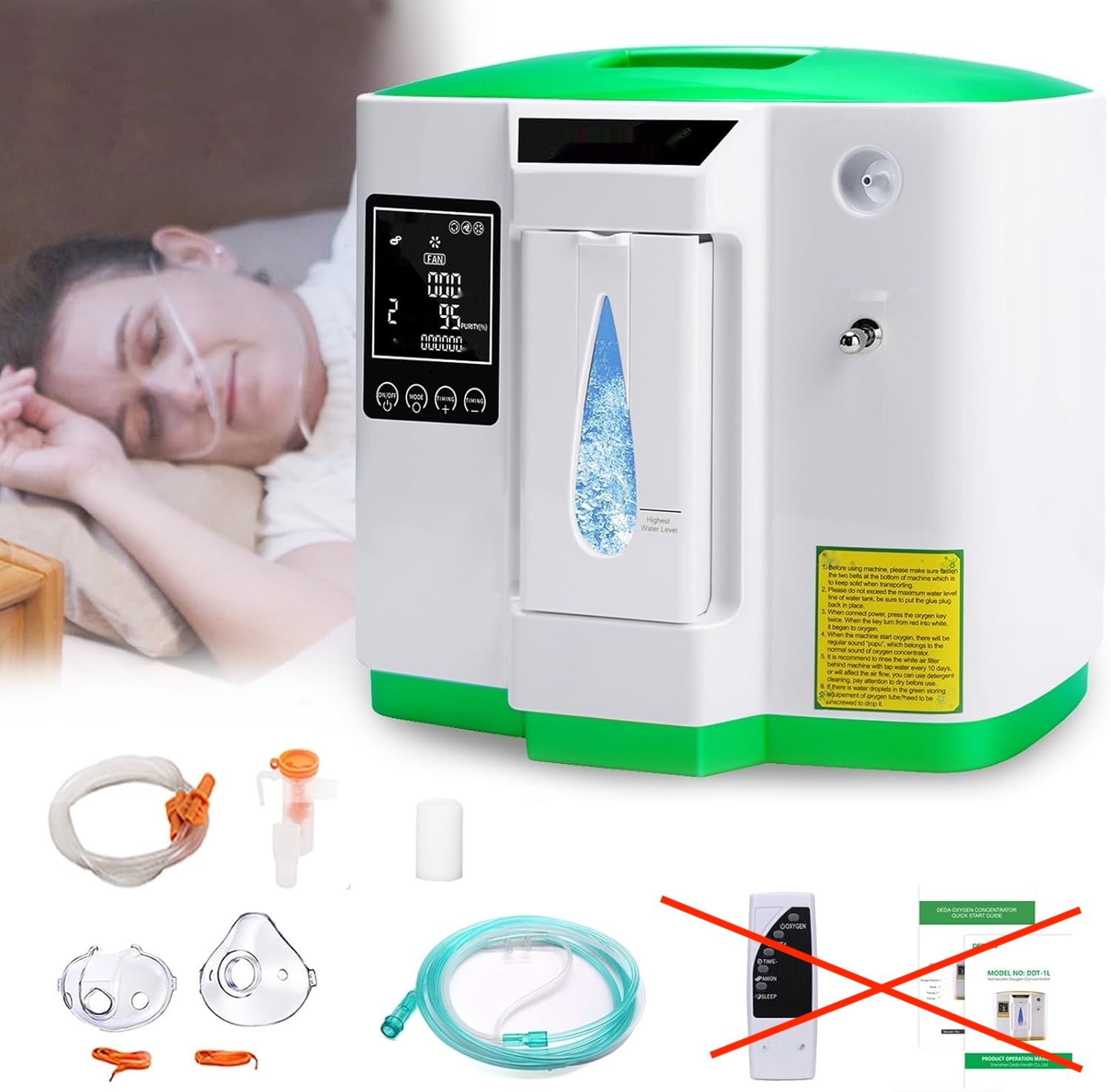 DEDAKJ Koncentrator tlenu DE-2AW, przepływ 2-9 L/min, czystość 30%-90%