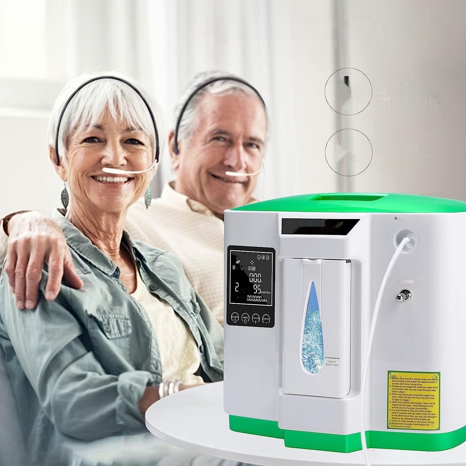 DEDAKJ Koncentrator tlenu DE-2AW, przepływ 2-9 L/min, czystość 30%-90%