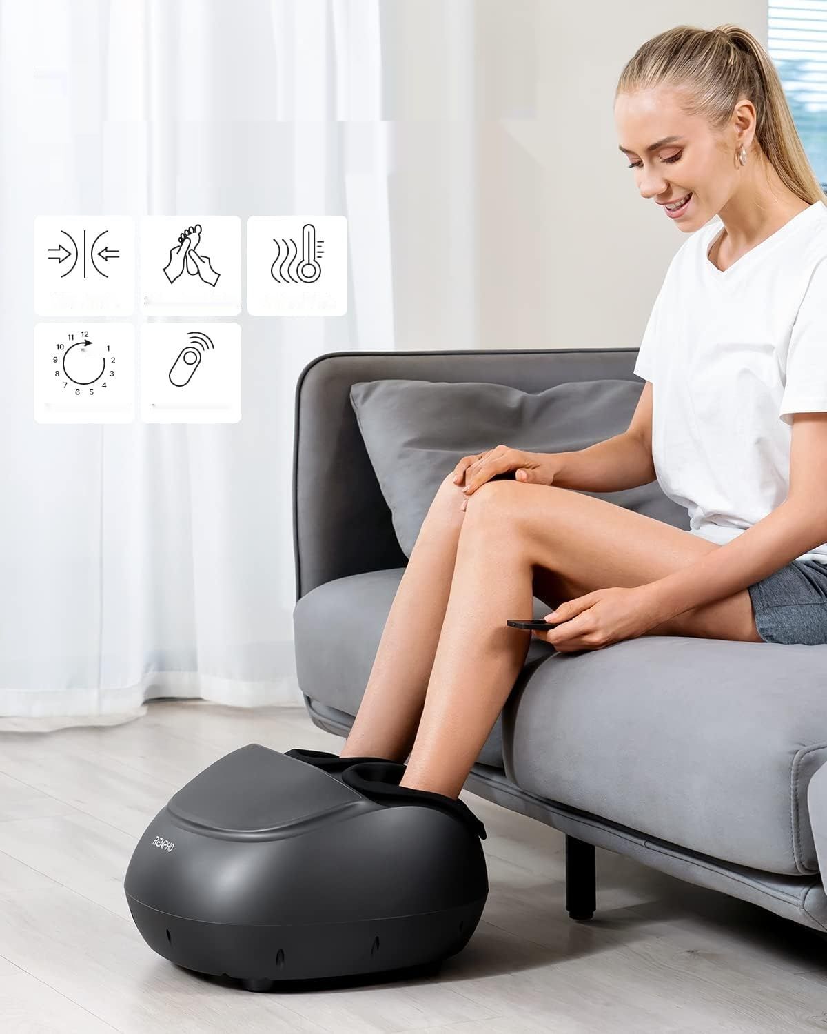 RENPHO Masażer do Stóp, Shiatsu, Podgrzewanie, dla buta do rozmiaru 46.