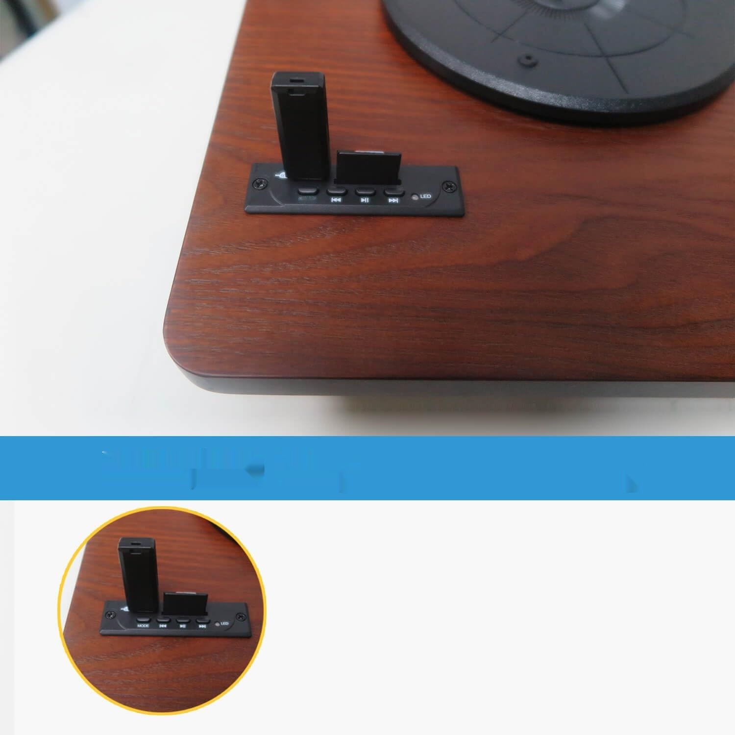 Gramofon Bluetooth z radiem FM, USB/SD, 3 prędkości, RCA, AUX