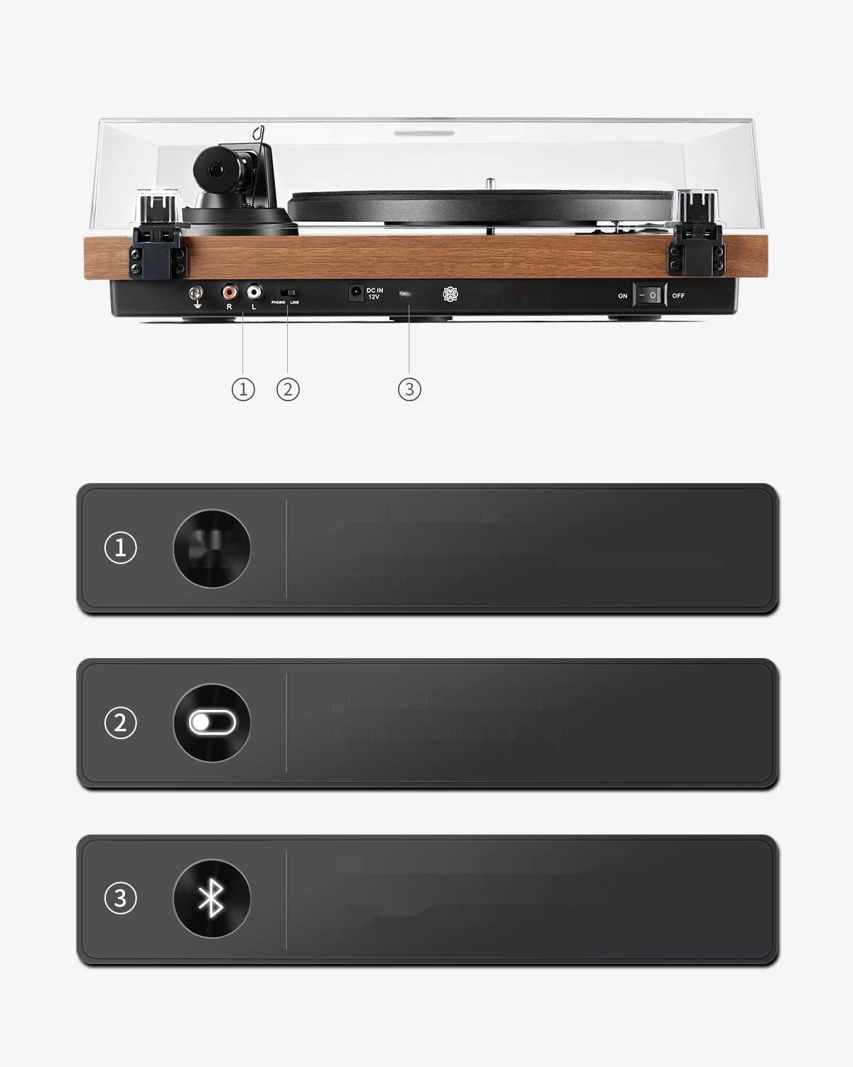 Uszkodzony Gramofon AT-3600L, Bluetooth, 33/45 obr./min, Drewniany