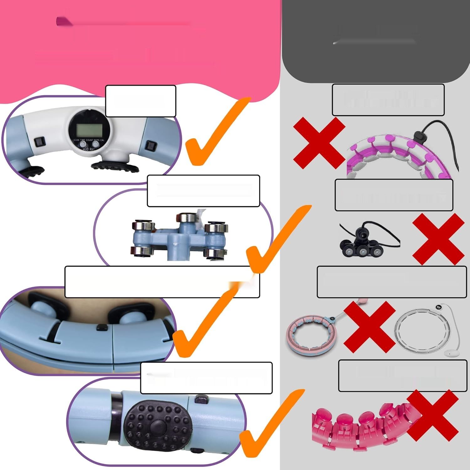 WELHERO Smart Hula Hoop dla Dorosłych i Początkujących - Regulowany Rozmiar 66-121 cm XXL