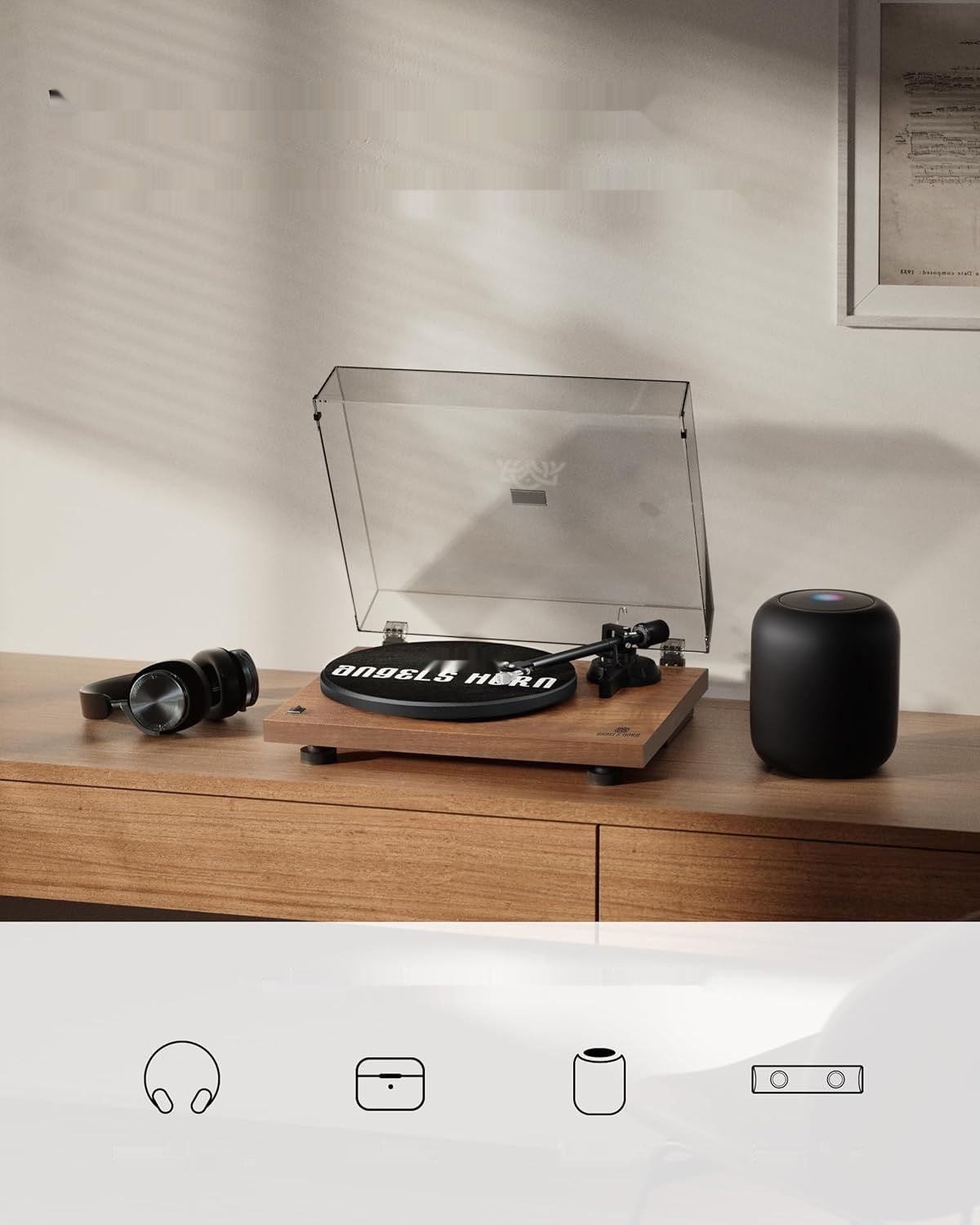 Uszkodzony Gramofon AT-3600L, Bluetooth, 33/45 obr./min, Drewniany