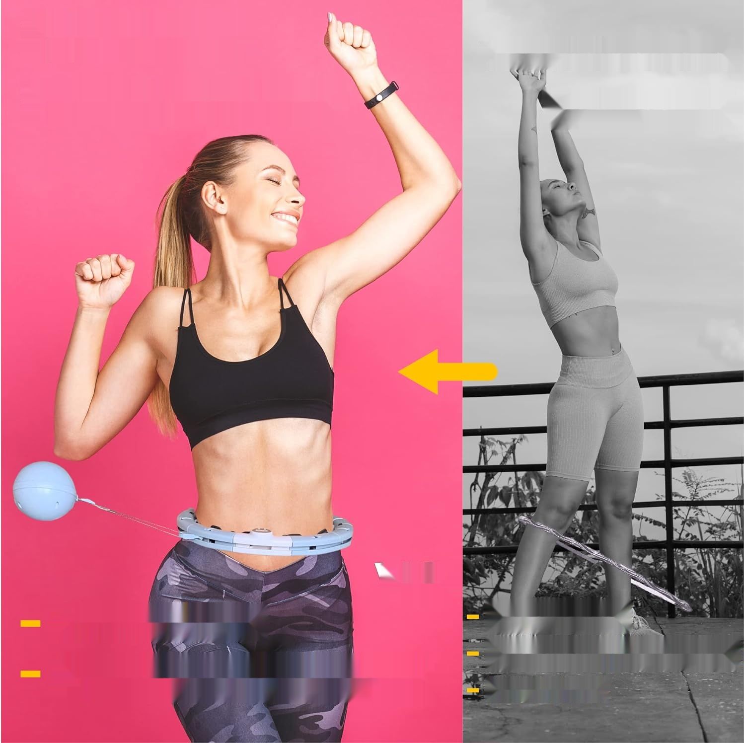 WELHERO Smart Hula Hoop dla Dorosłych i Początkujących - Regulowany Rozmiar 66-121 cm XXL