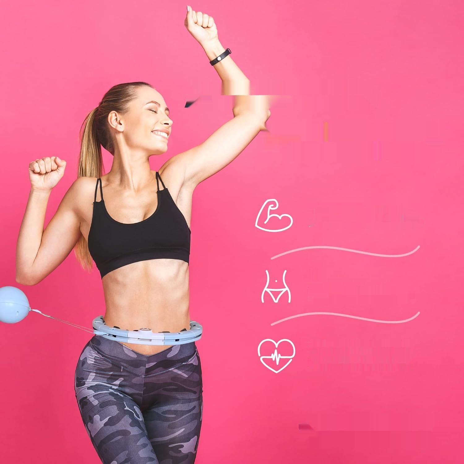 WELHERO Smart Hula Hoop dla Dorosłych i Początkujących - Regulowany Rozmiar 66-121 cm XXL