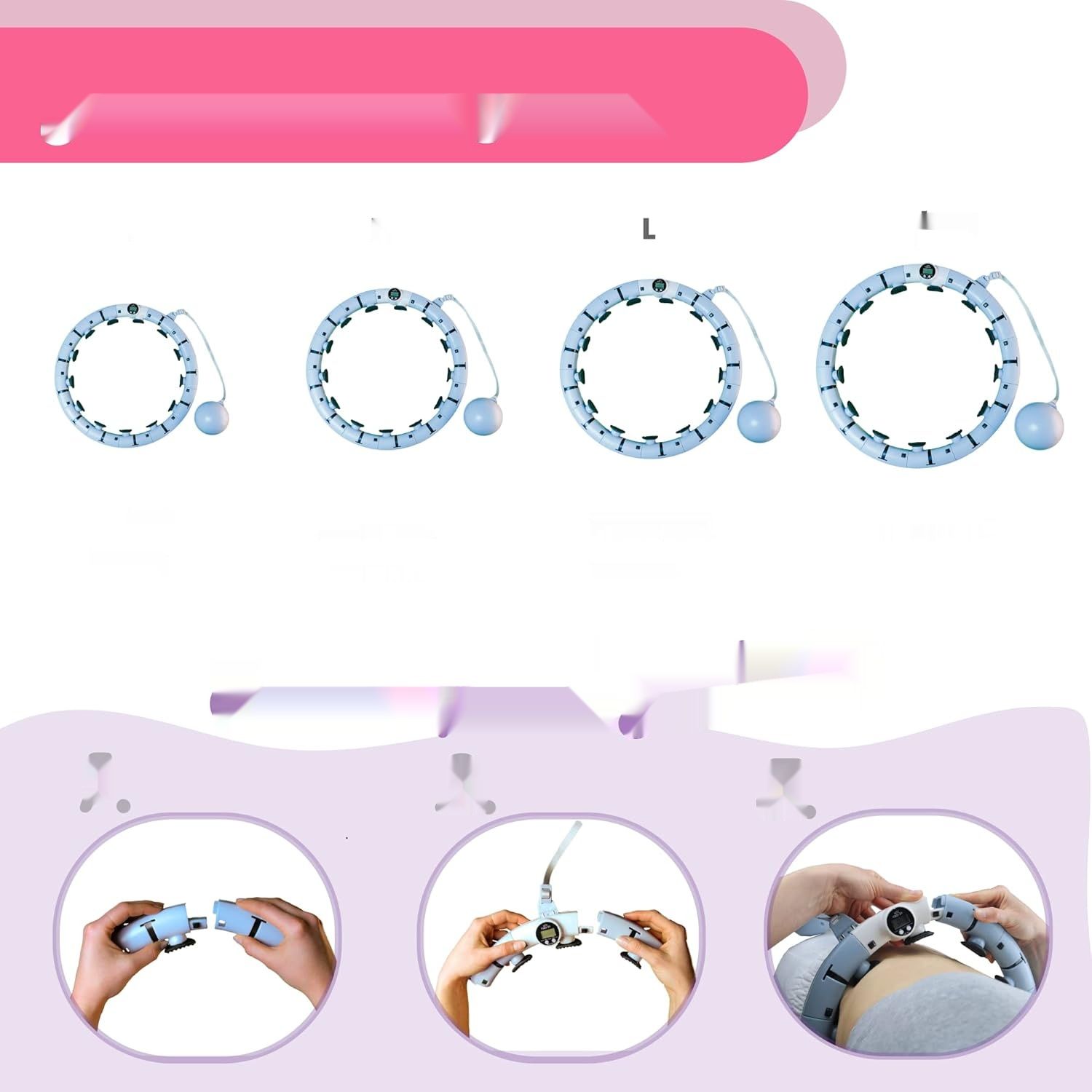 WELHERO Smart Hula Hoop dla Dorosłych i Początkujących - Regulowany Rozmiar 66-121 cm XXL