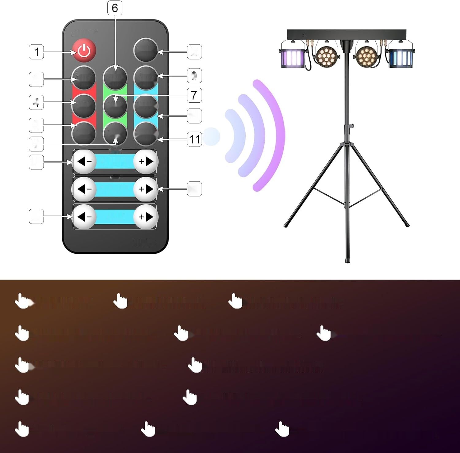 GdjRttk 60W reflektor Derby + RGBW LED par, światło DMX-3/6/15CH