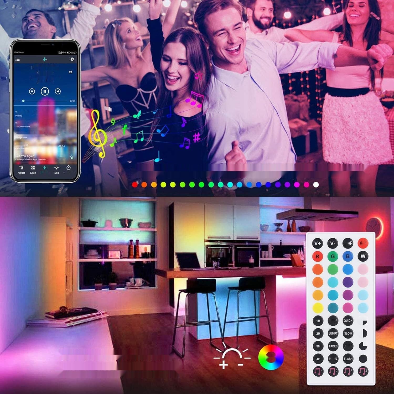 ALED Light LED RGB 5050 SMD 600 10m nie jest wodoodporna, pilot 44 przyciski.