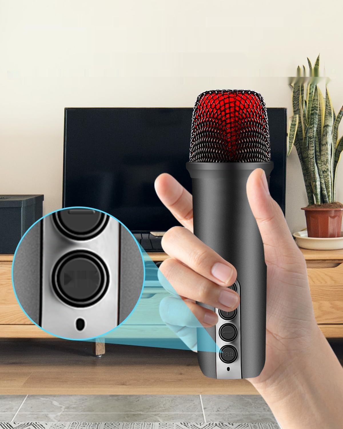 ALPOWL Maszyna do karaoke Bluetooth: głośnik, 2 mikrofony, AUX/USB/TF.