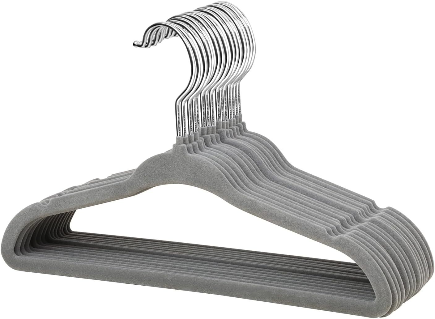 ManGotree Wieszaki Aksamitne dla Dzieci, 15 Sztuk Antypoślizgowe (Szare)