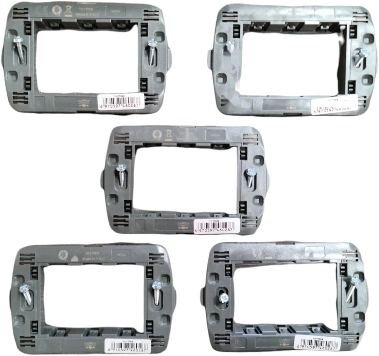 Vidoélectroniques Zestaw 5 uchwytów 3 m dla puszek 3 modułowych Bticino Living
