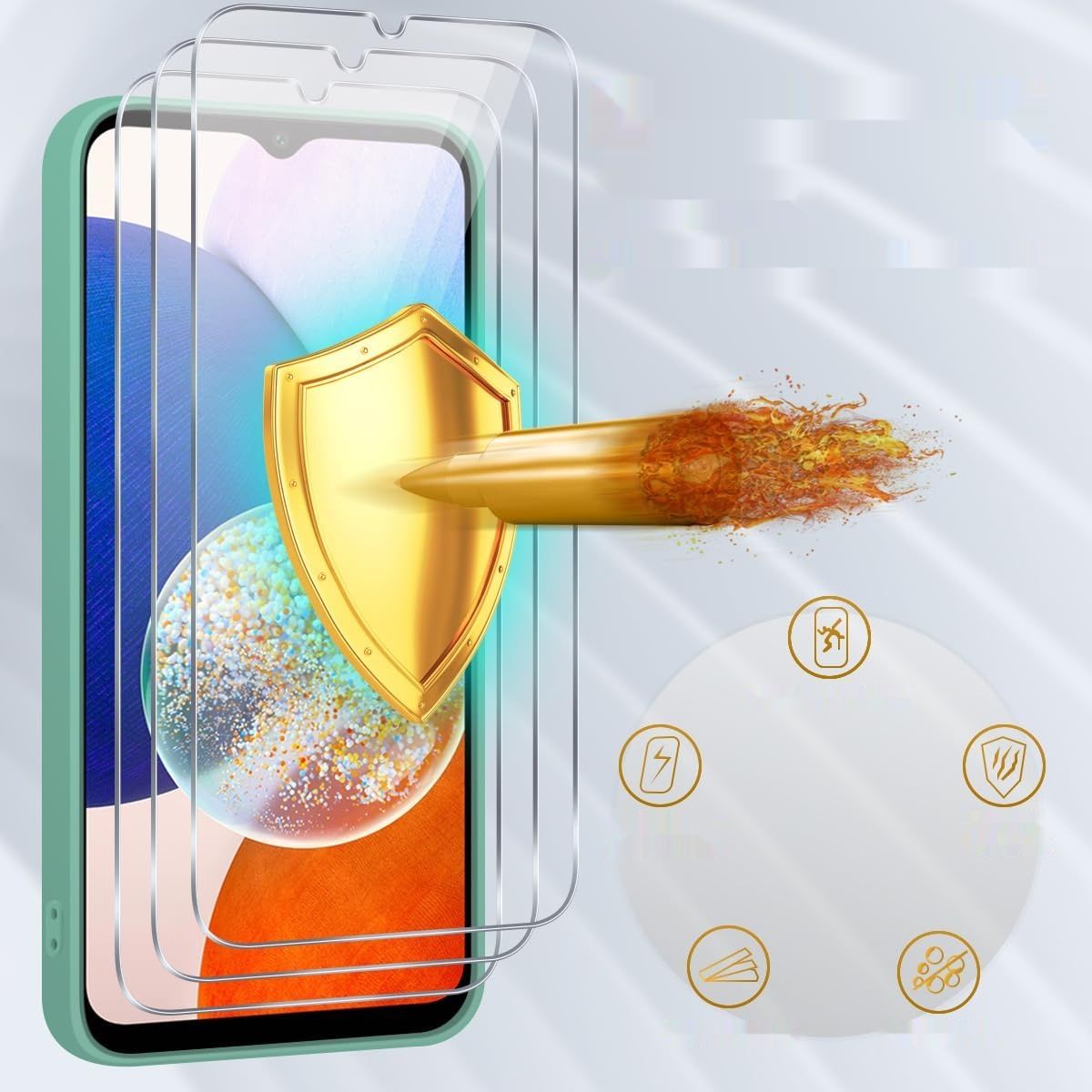 Czyoa Etui do Galaxy A14 5G/4G, z folią ochronną ze szkła