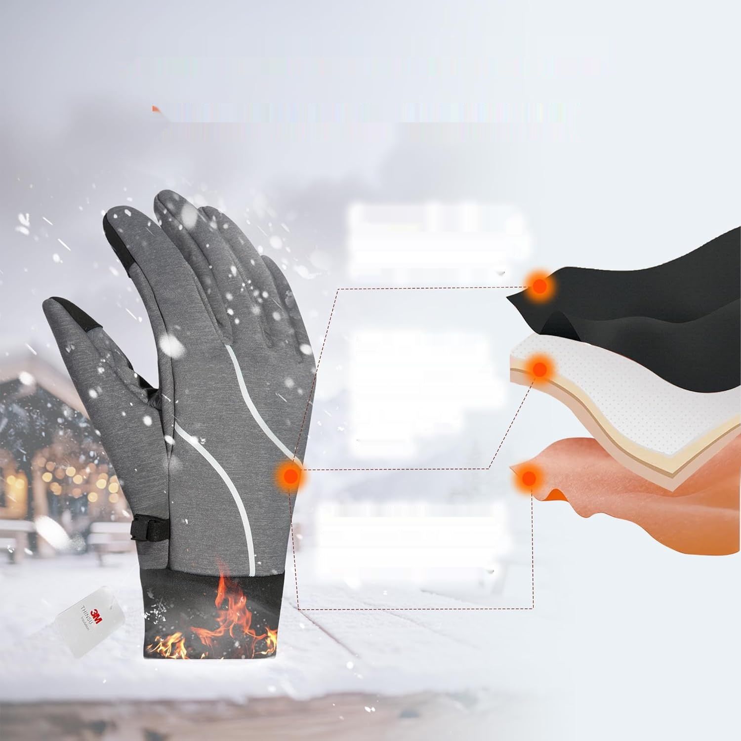 Origem Thermo 3M Thinsulate wodoodporne ocieplane rękawiczki dotykowe