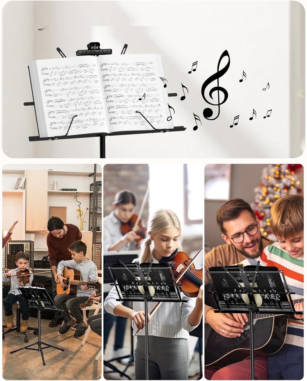 K KASONIC 2 w 1 składany stojak na nuty/stojak na książki, przenośny