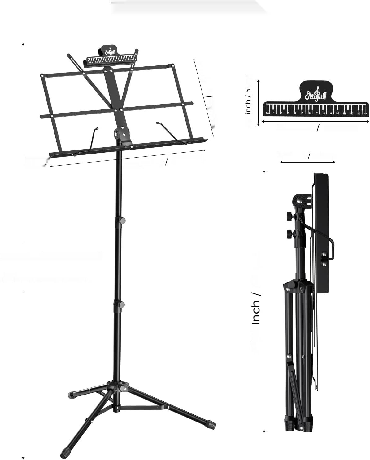 K KASONIC 2 w 1 składany stojak na nuty/stojak na książki, przenośny