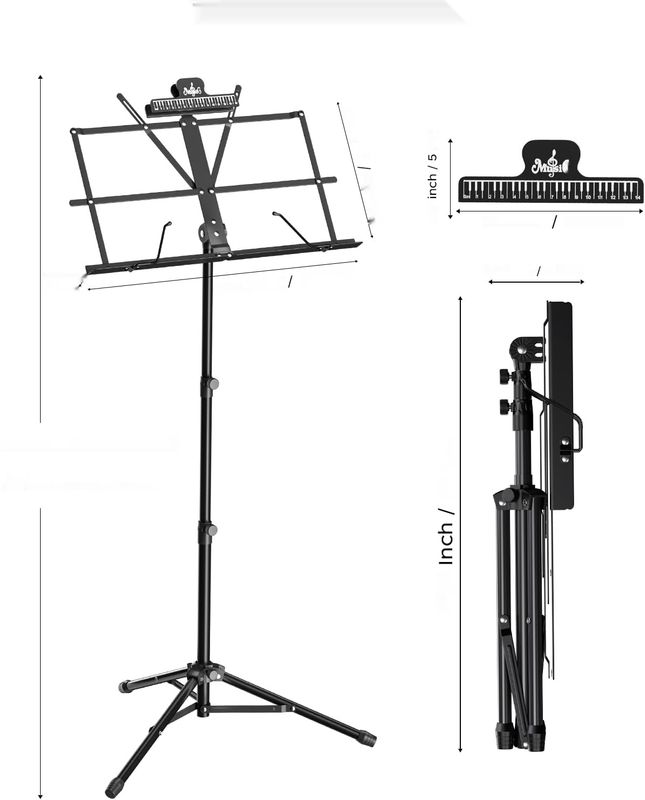 K KASONIC 2 w 1 składany stojak na nuty/stojak na książki, przenośny