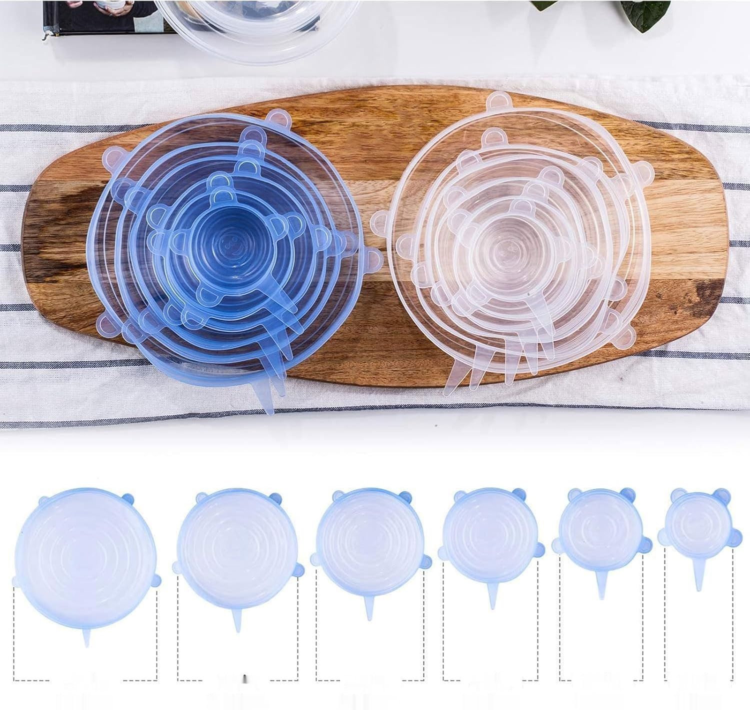 Zestaw 12 elastycznych silikonowych pokrywek uniwersalnych do misek