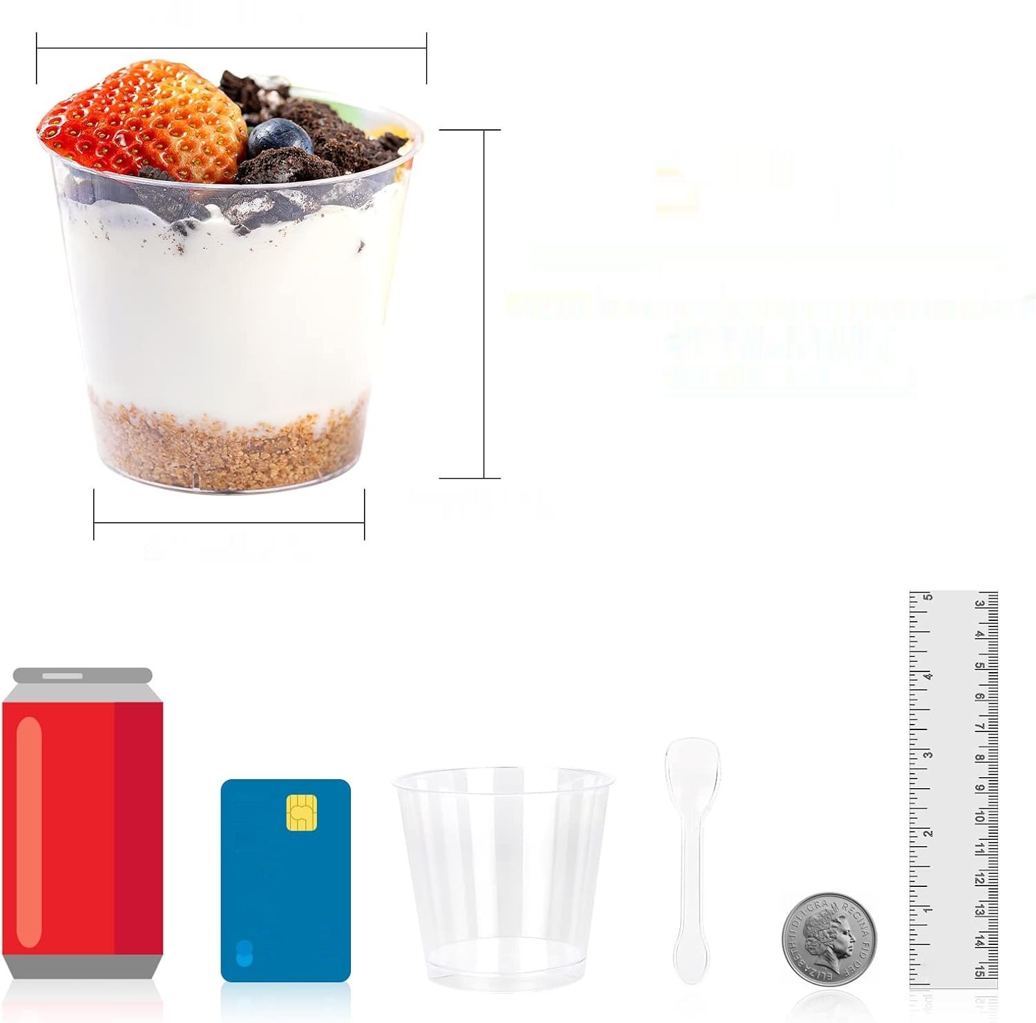 CoKeeSun Zestaw  Kubków Deserowych z Pokrywkami i Łyżeczkami, 200 ml