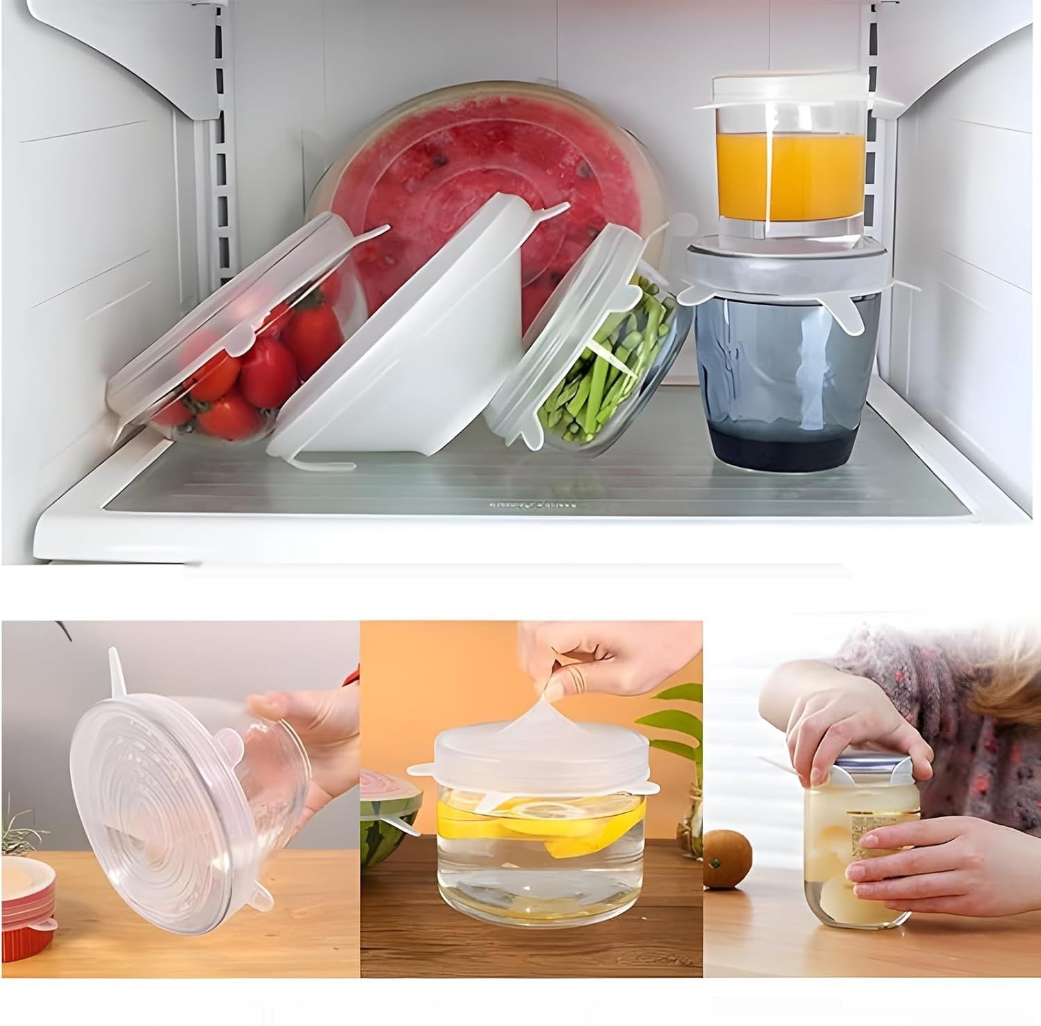 Zestaw 12 elastycznych silikonowych pokrywek uniwersalnych do misek