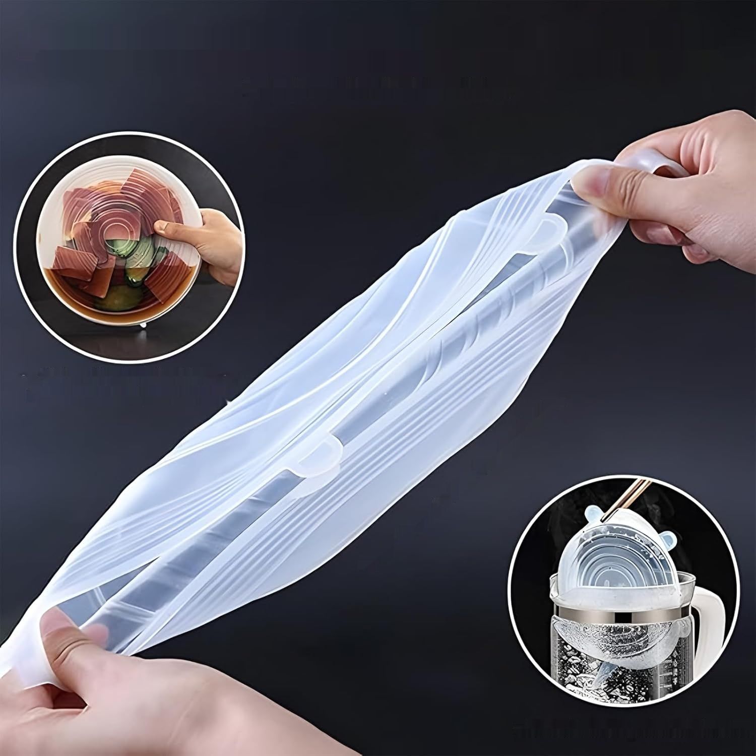 Zestaw 12 elastycznych silikonowych pokrywek uniwersalnych do misek