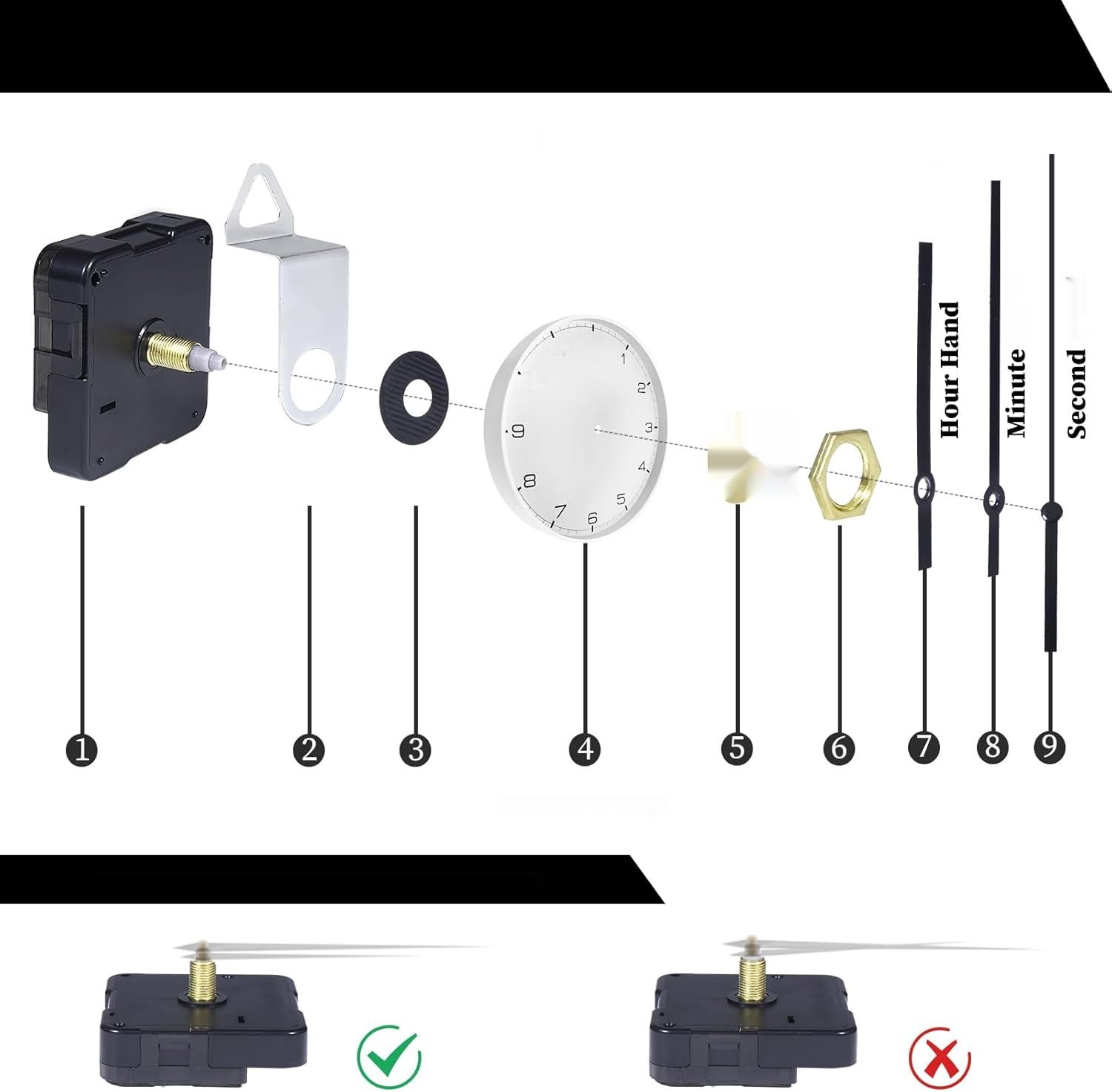 CoKeeSun Zestaw Mechanizmu Zegarowego na Ścianę, Samodzielny Montaż