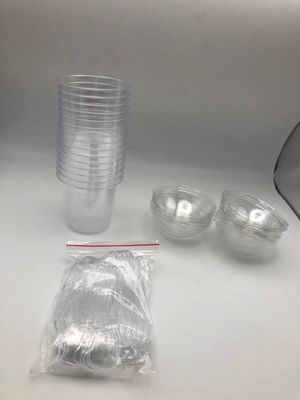 CoKeeSun Zestaw  Kubków Deserowych z Pokrywkami i Łyżeczkami, 200 ml