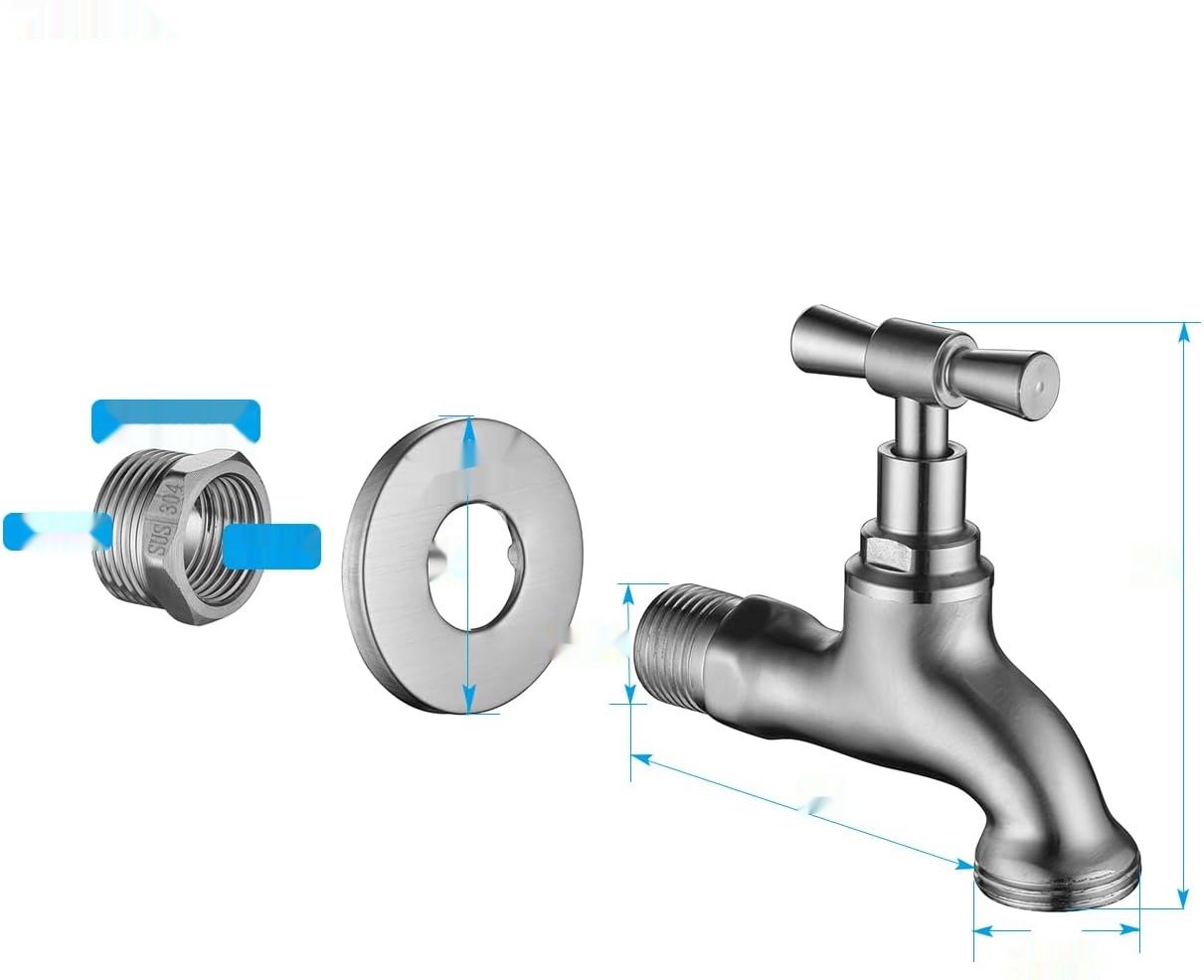 Tondiy Outlet Kran 1/2 cal SUS304 stal, matowy, z adapterem 3/4 cal.