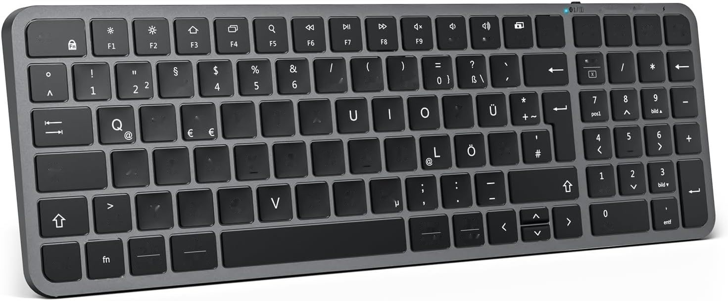 iClever Klawiatura Bluetooth Mac, Multi-Device, Easy-Switch, QWERTZ