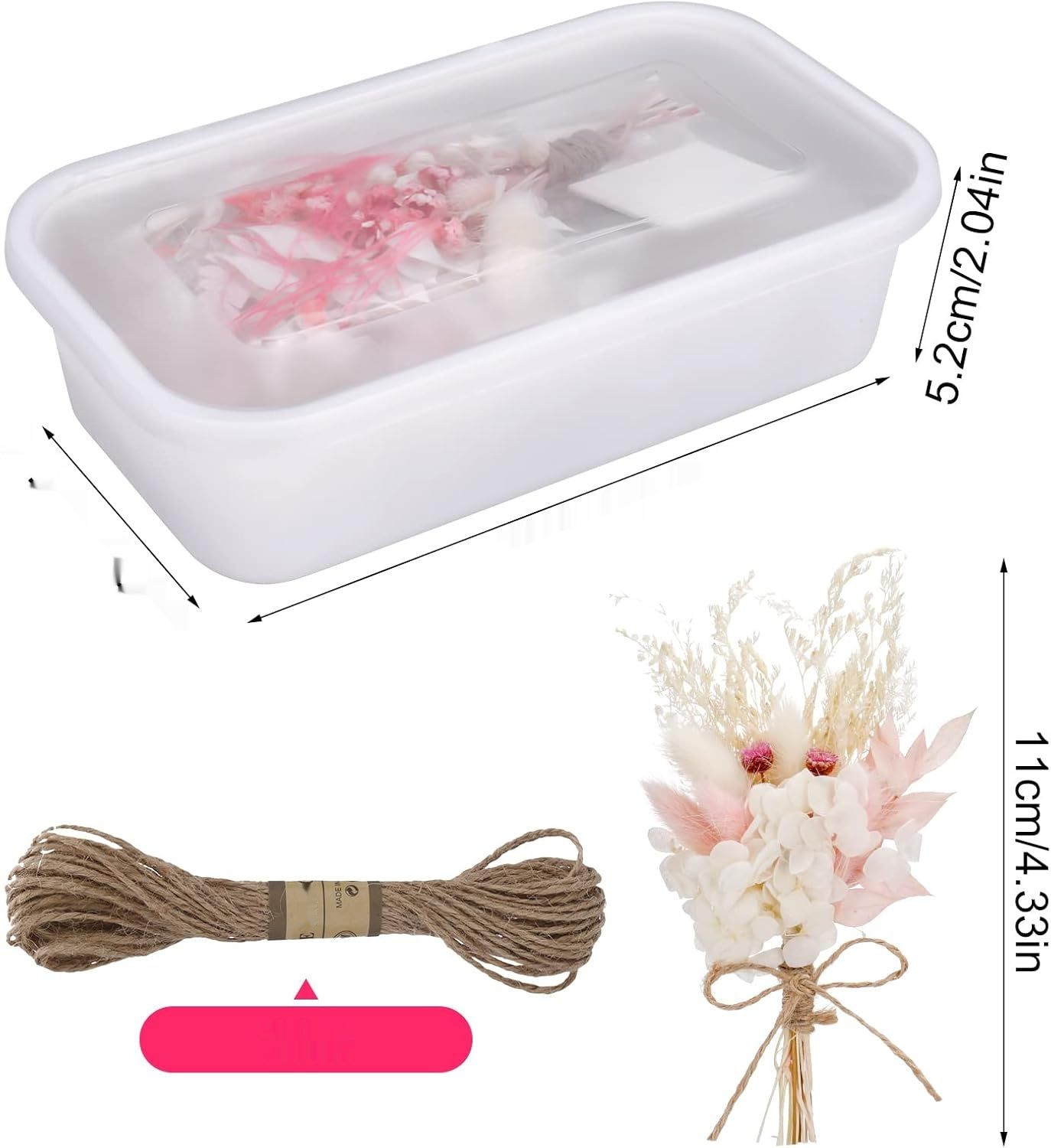 Heyu-Lotus Zestaw 6 mini bukietów suszonych kwiatów gypsophila, DIY.