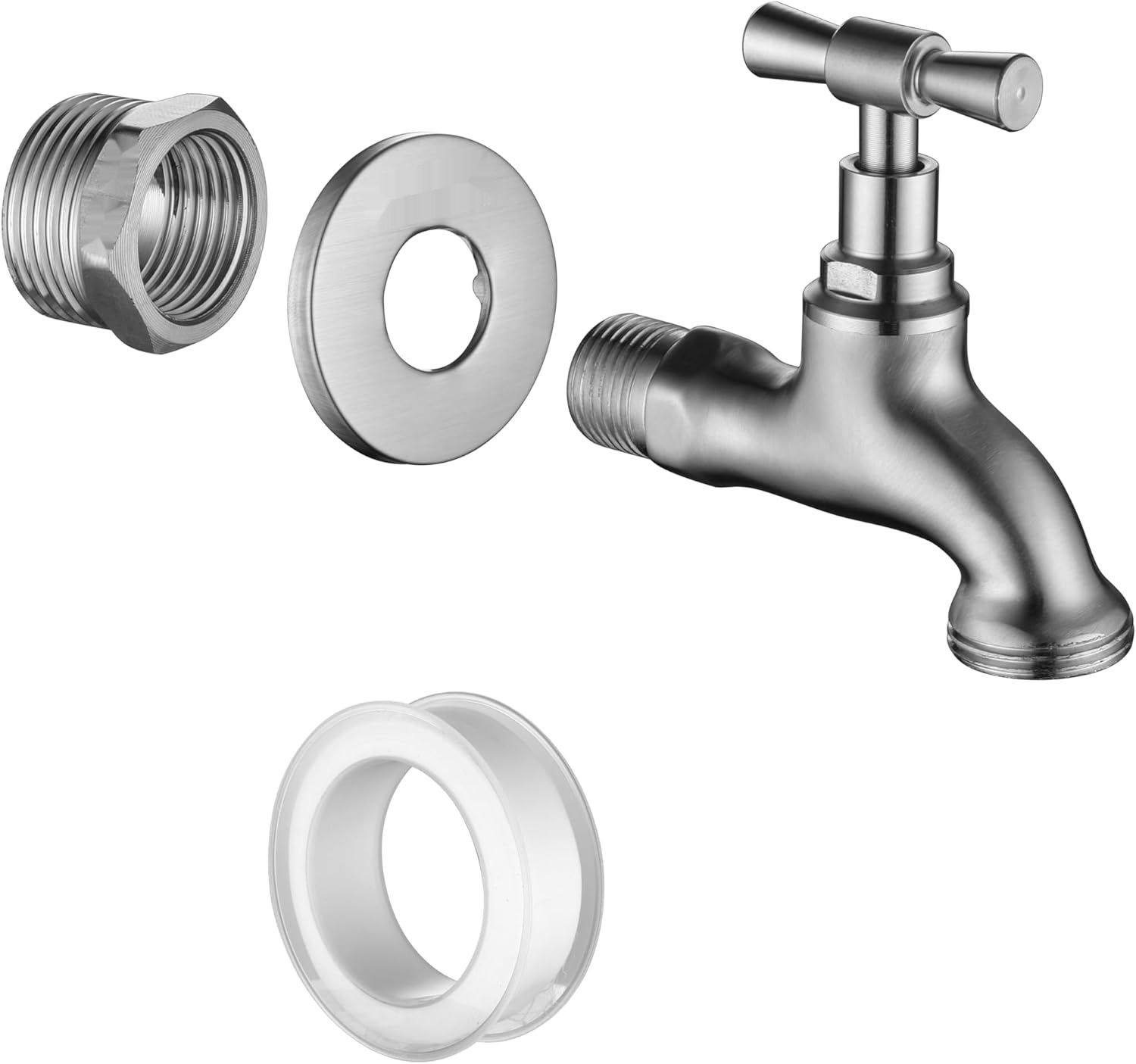 Tondiy Outlet Kran 1/2 cal SUS304 stal, matowy, z adapterem 3/4 cal.