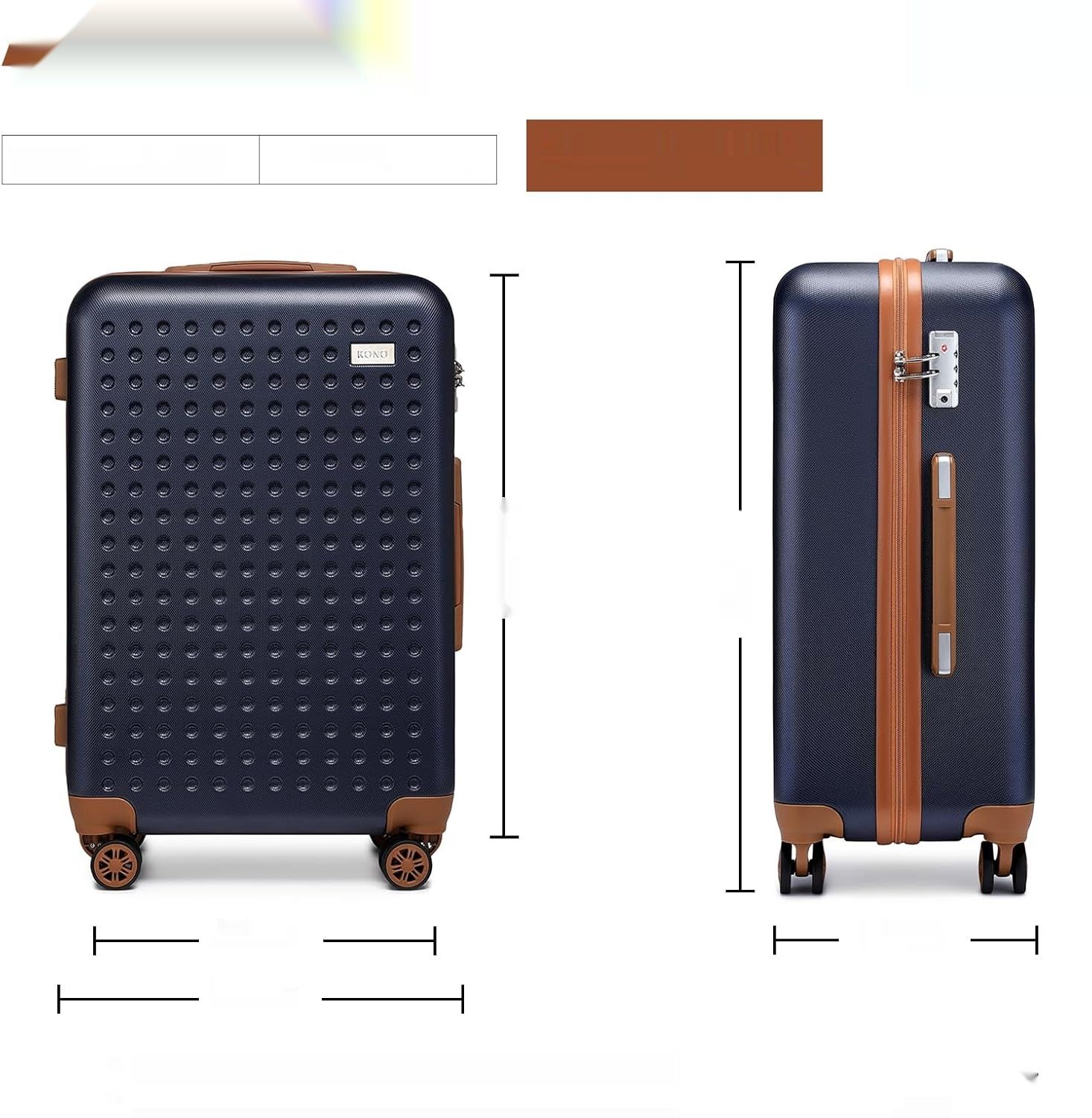 Kono Walizka kabinowa 76 cm z zamkiem TSA i 4 kółkami (Niebieska)