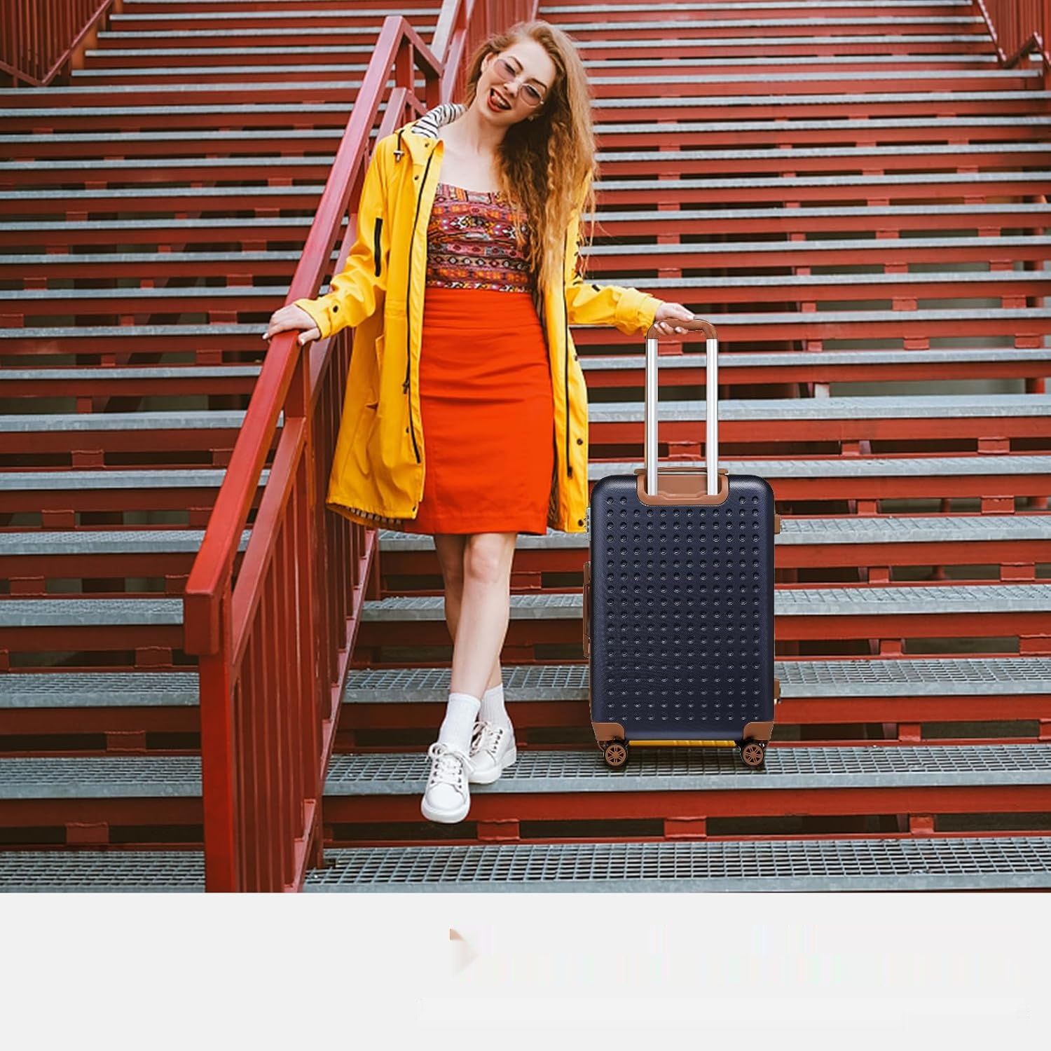 Kono Walizka kabinowa 76 cm z zamkiem TSA i 4 kółkami (Niebieska)