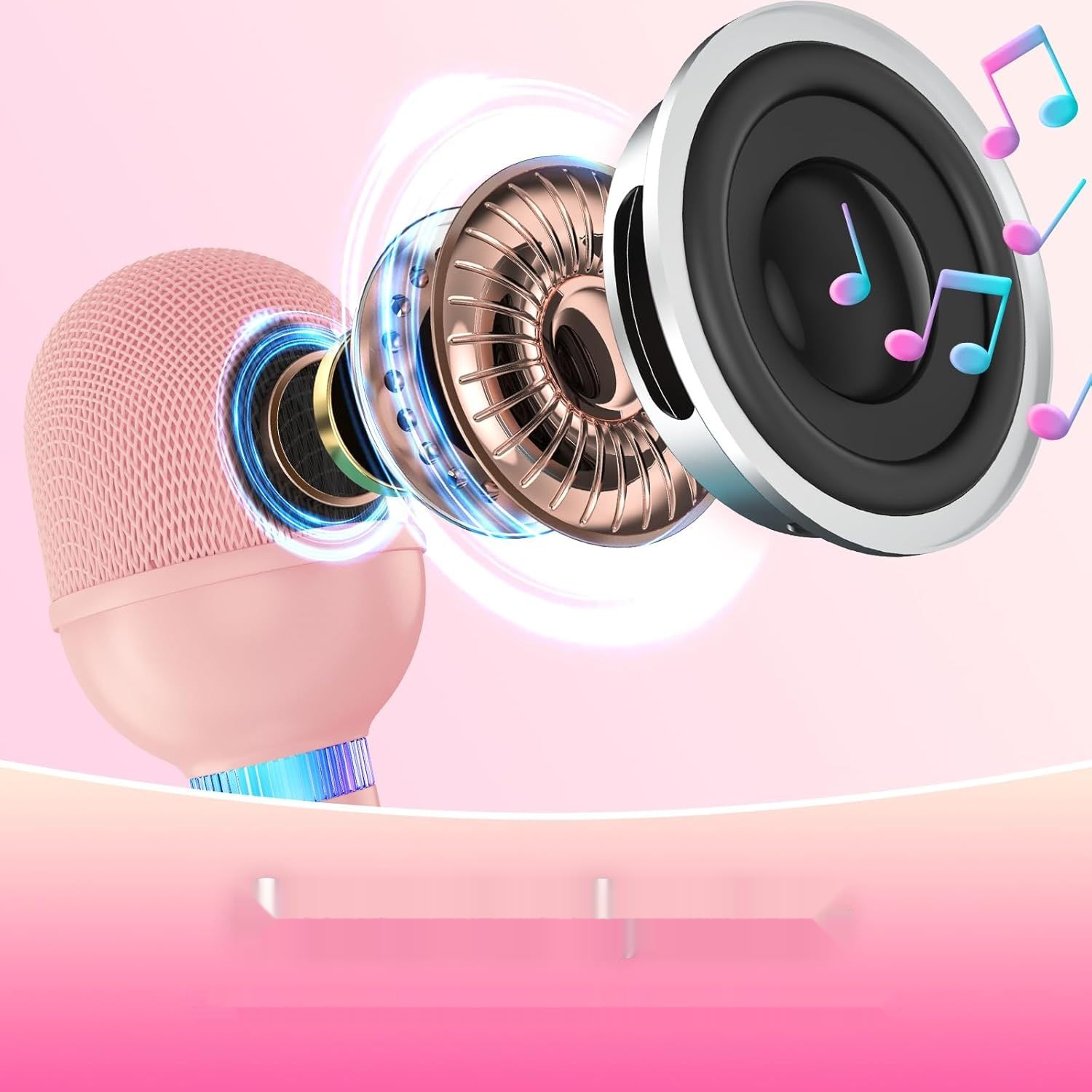 TONOR bezprzewodowy mikrofon karaoke dla dzieci, różowy