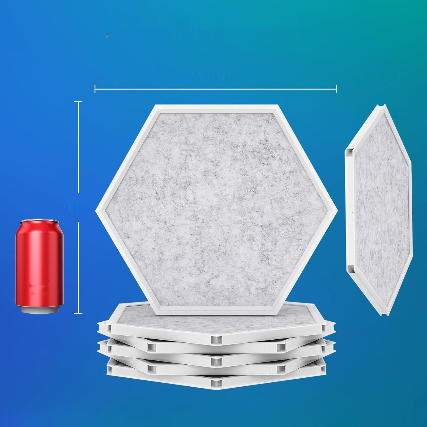 TONOR RGB Hexagon, zestaw 6 paneli akustycznych, 32x28x1,2 cm.