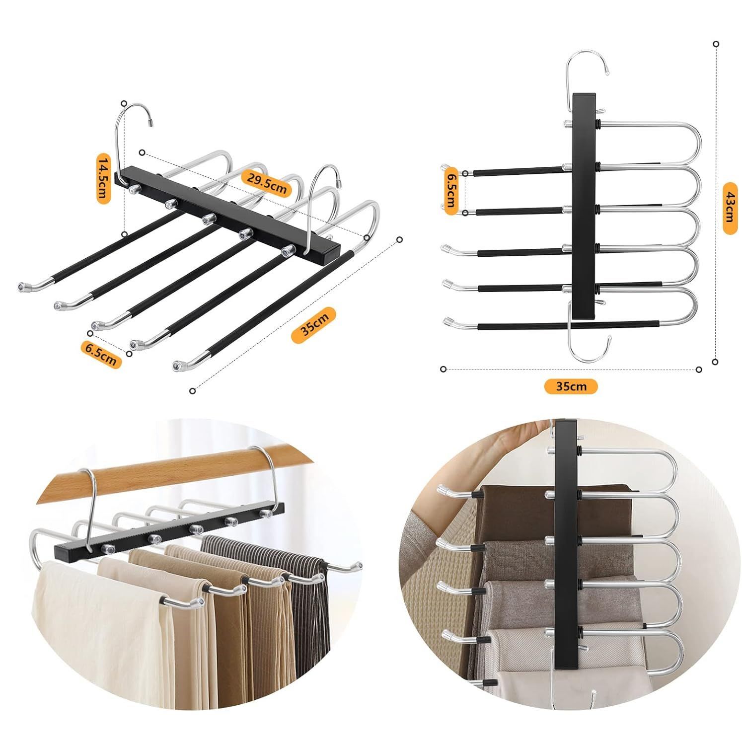 Wieszak na spodnie TAOPE, wieszaki na spodnie ze stali nierdzewnej
