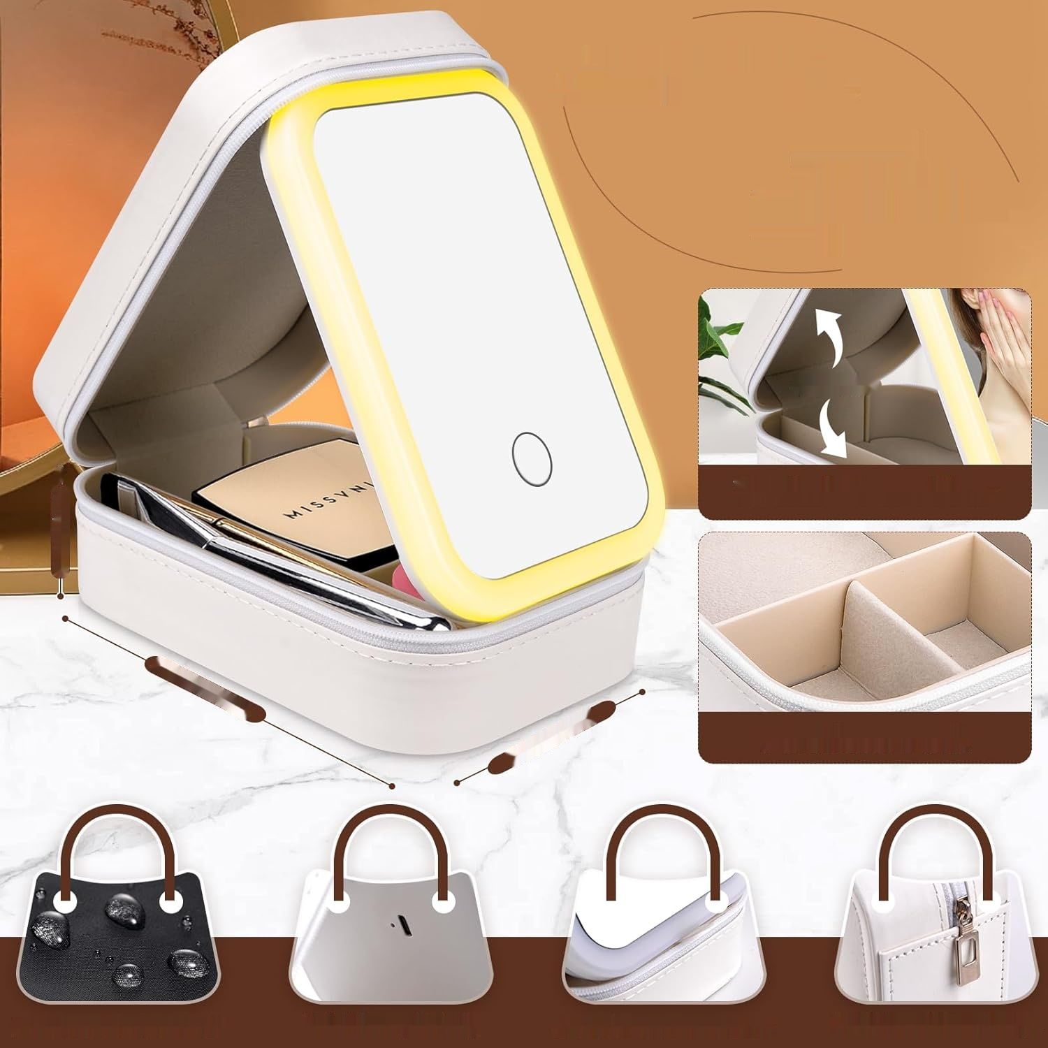 Kosmetyczka z podświetlanym lusterkiem