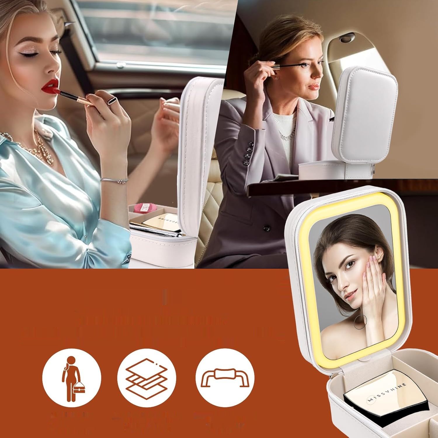 Kosmetyczka z podświetlanym lusterkiem