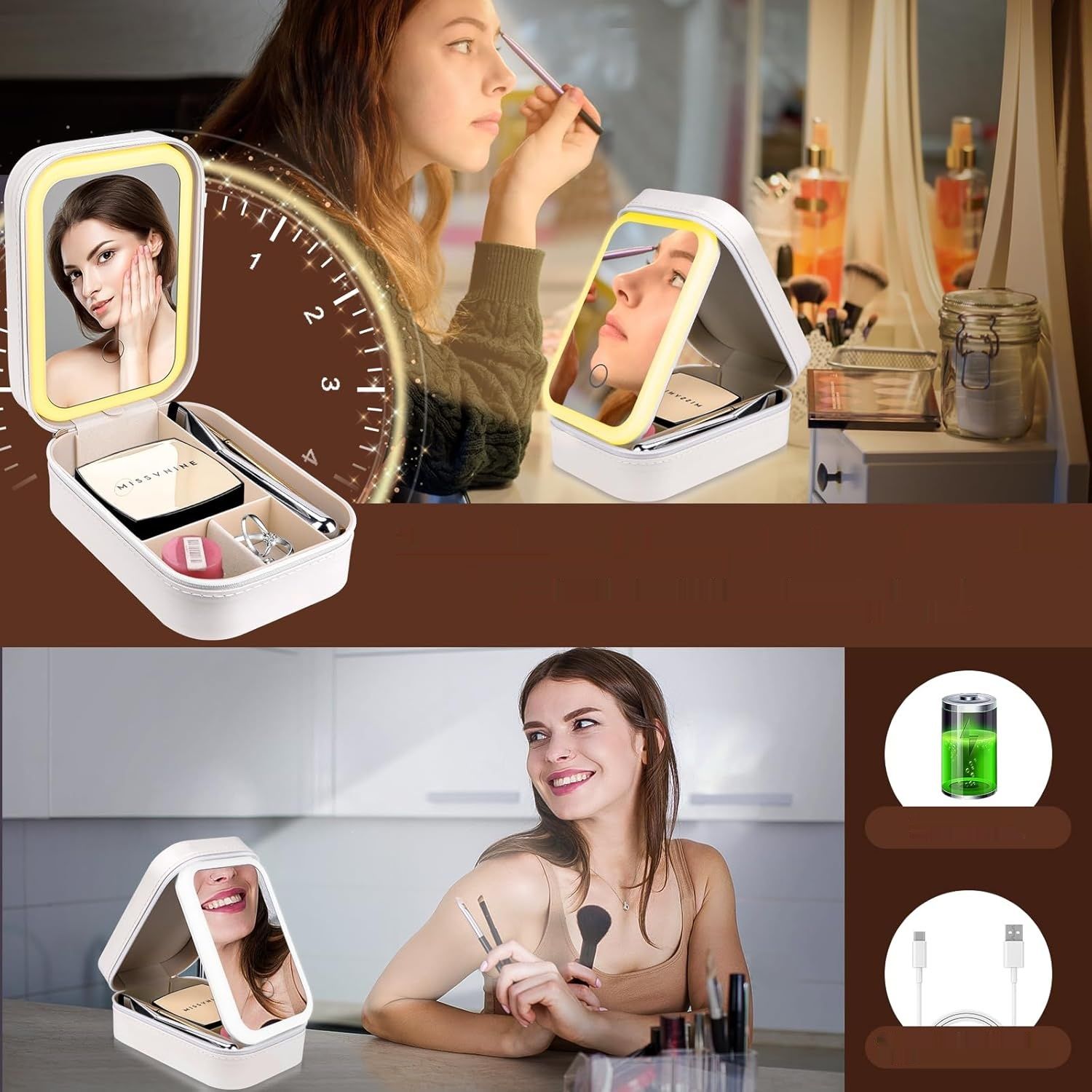 Kosmetyczka z podświetlanym lusterkiem