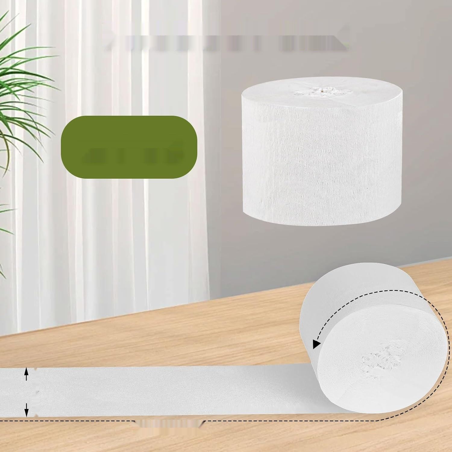 Biały Papier Krepowy do Dekoracji 12 rolek, 4,5 cm x 25 m