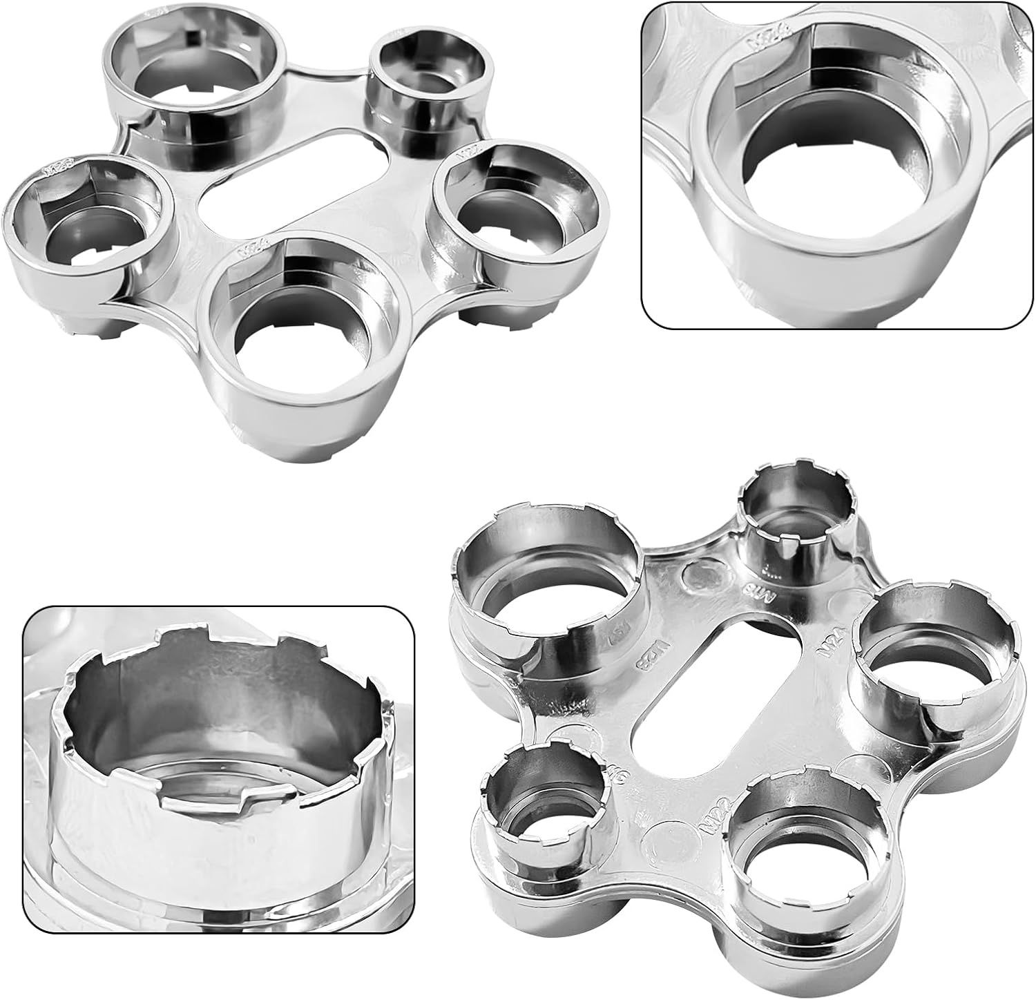 QILUCKY Klucz do montażu aeratora, 10 rozmiarów, stop cynku, srebrny