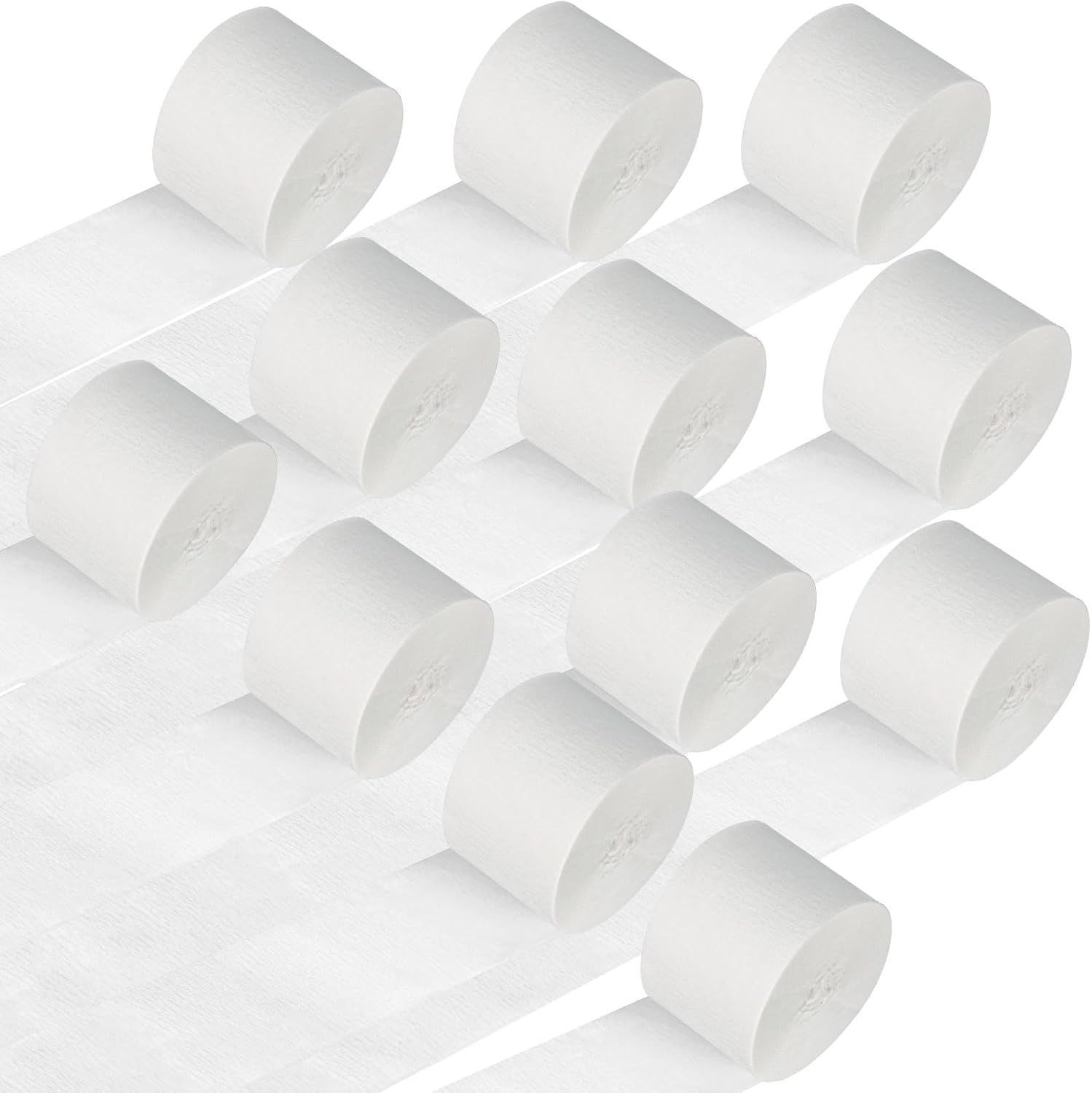 Biały Papier Krepowy do Dekoracji 12 rolek, 4,5 cm x 25 m