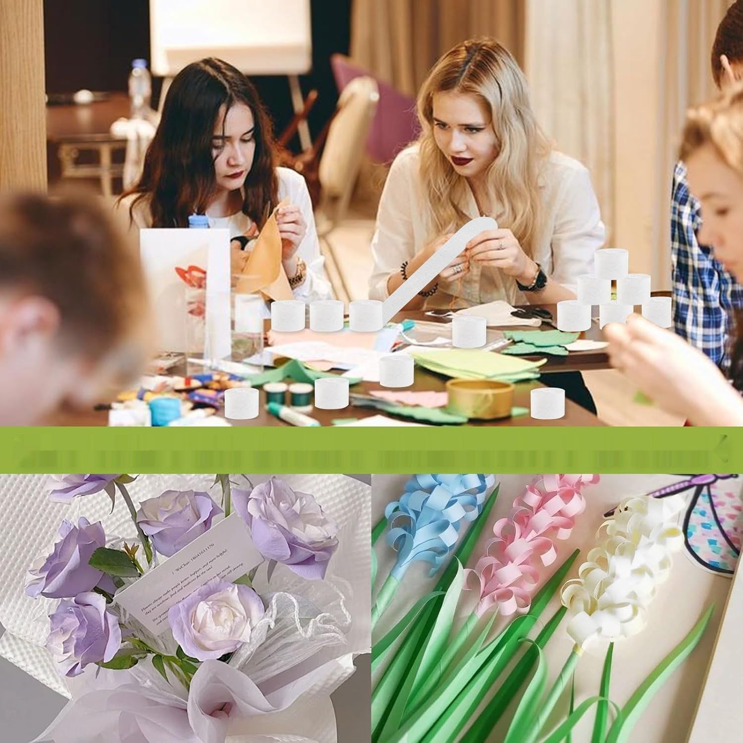 Biały Papier Krepowy do Dekoracji 12 rolek, 4,5 cm x 25 m