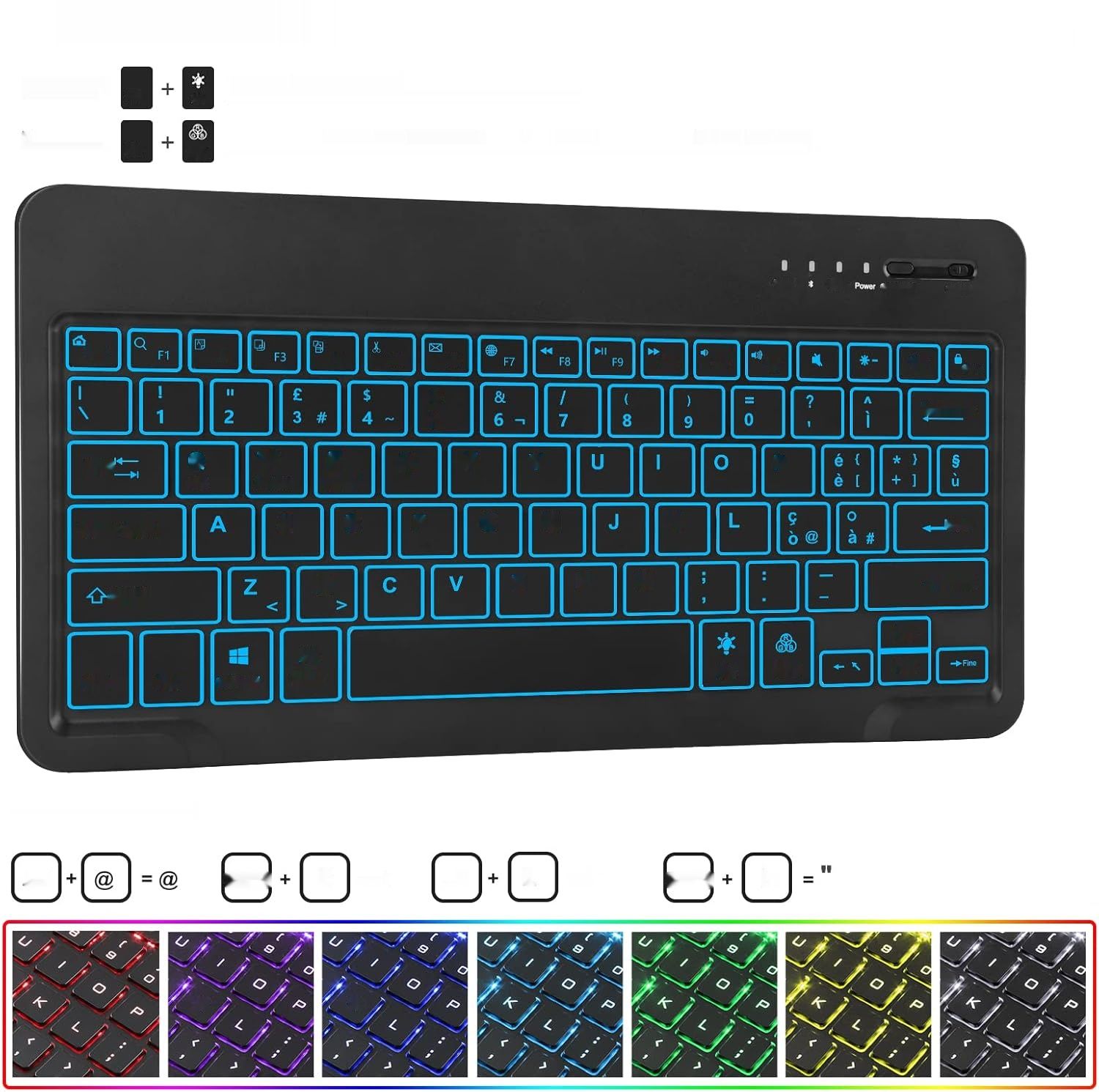 FOGARI Italiano Klawiatura Bluetooth Przenośna, Mini Podświetlana Klawiatura