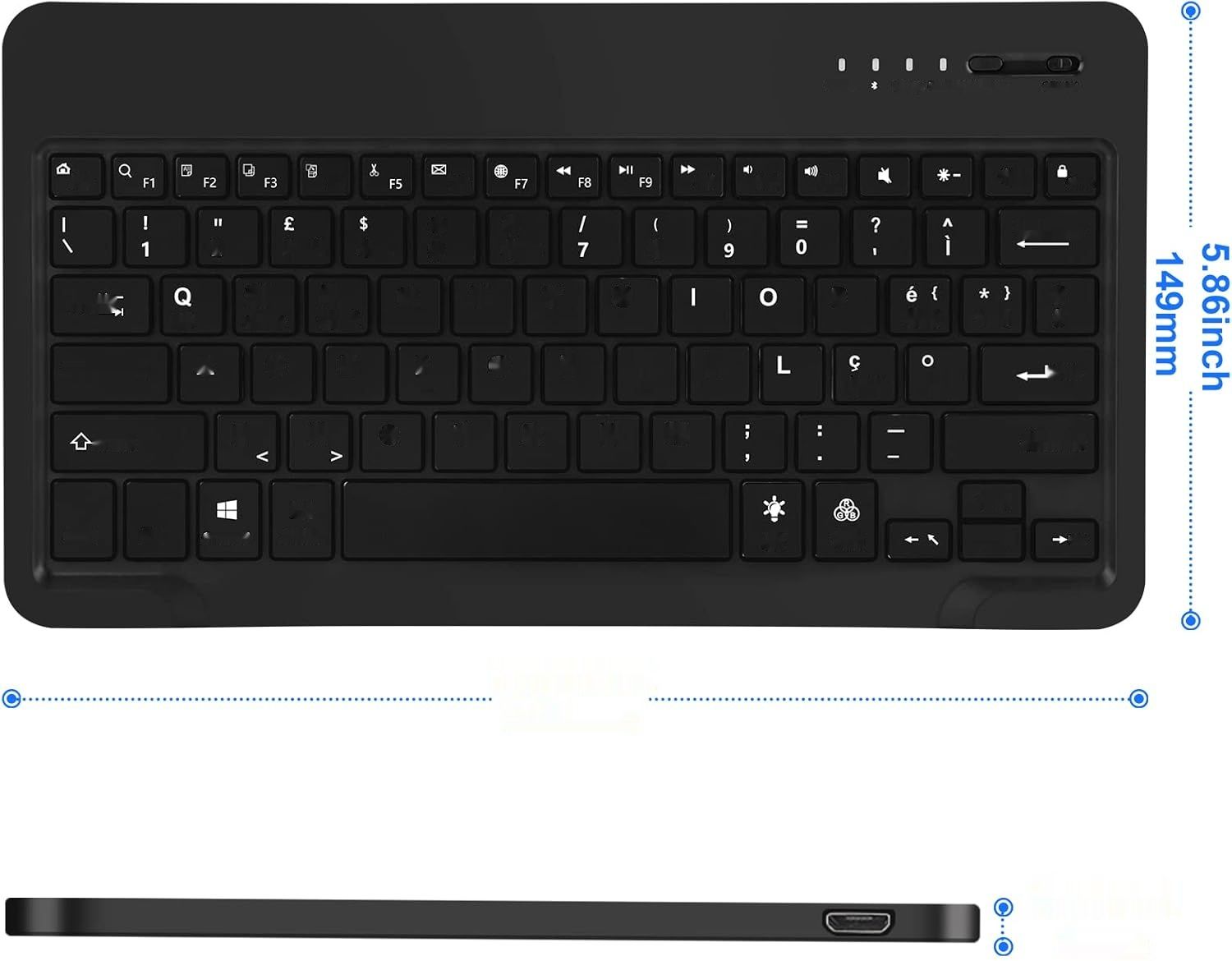 FOGARI Italiano Klawiatura Bluetooth Przenośna, Mini Podświetlana Klawiatura