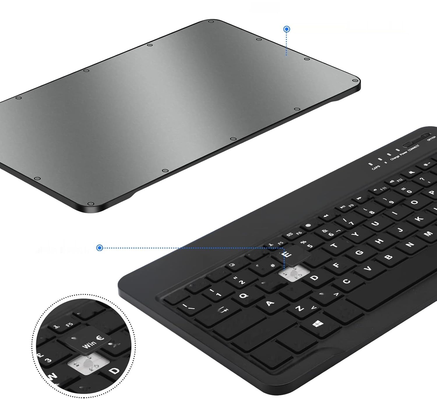 FOGARI Italiano Klawiatura Bluetooth Przenośna, Mini Podświetlana Klawiatura