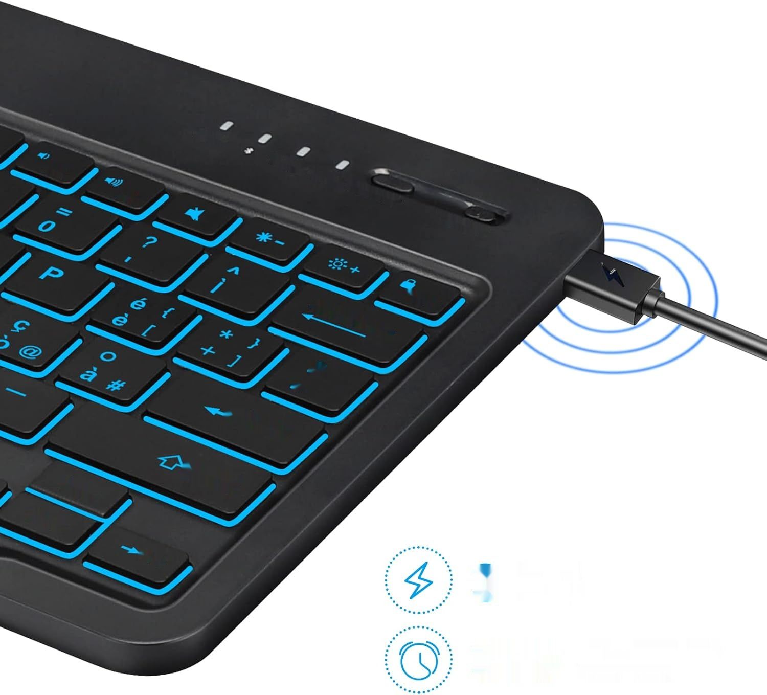 FOGARI Italiano Klawiatura Bluetooth Przenośna, Mini Podświetlana Klawiatura