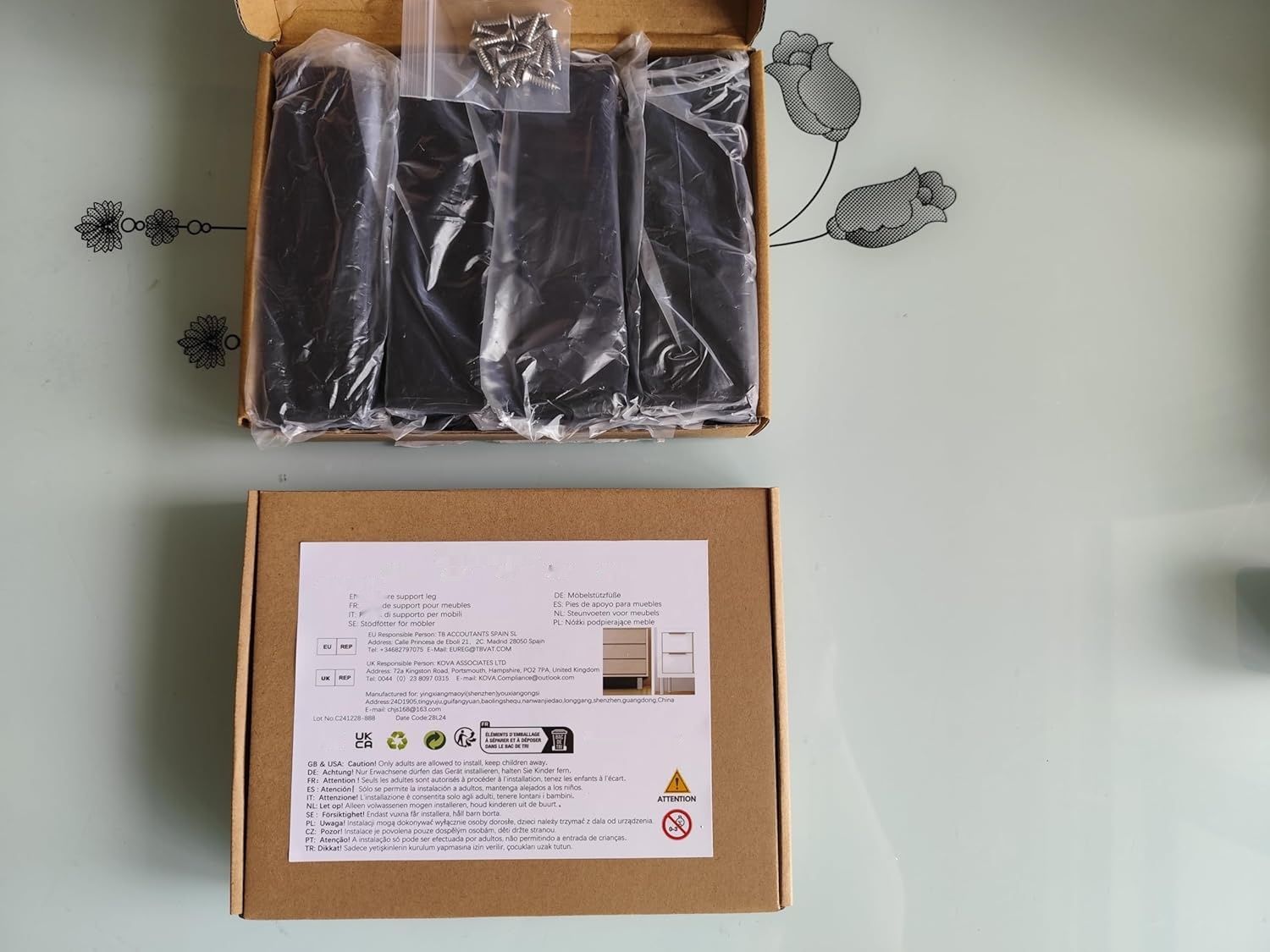 PUTOAHAO Nóżki meblowe (czarne, 6 cm)