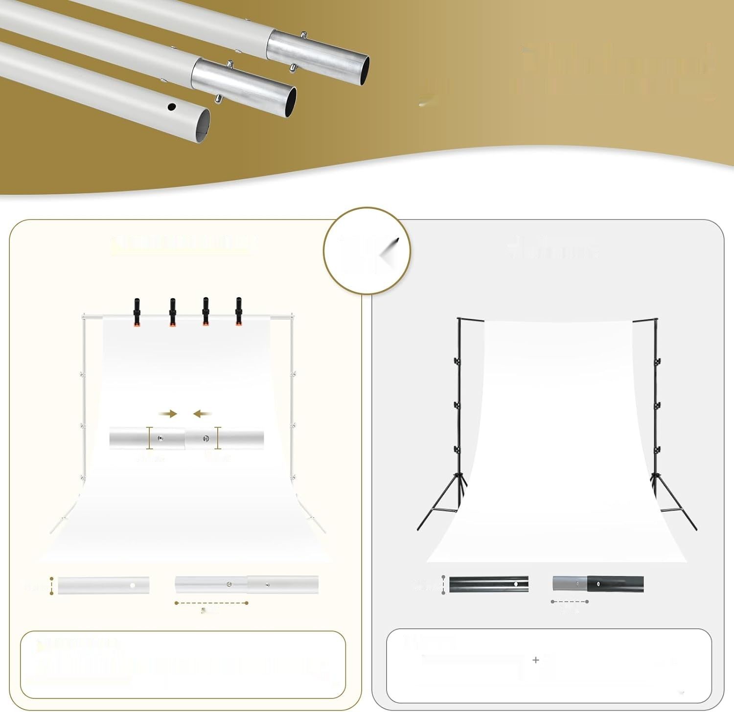 BENOISON Statyw do Tła Fotograficznego - 2,6 x 3 m Regulowany System Tła
